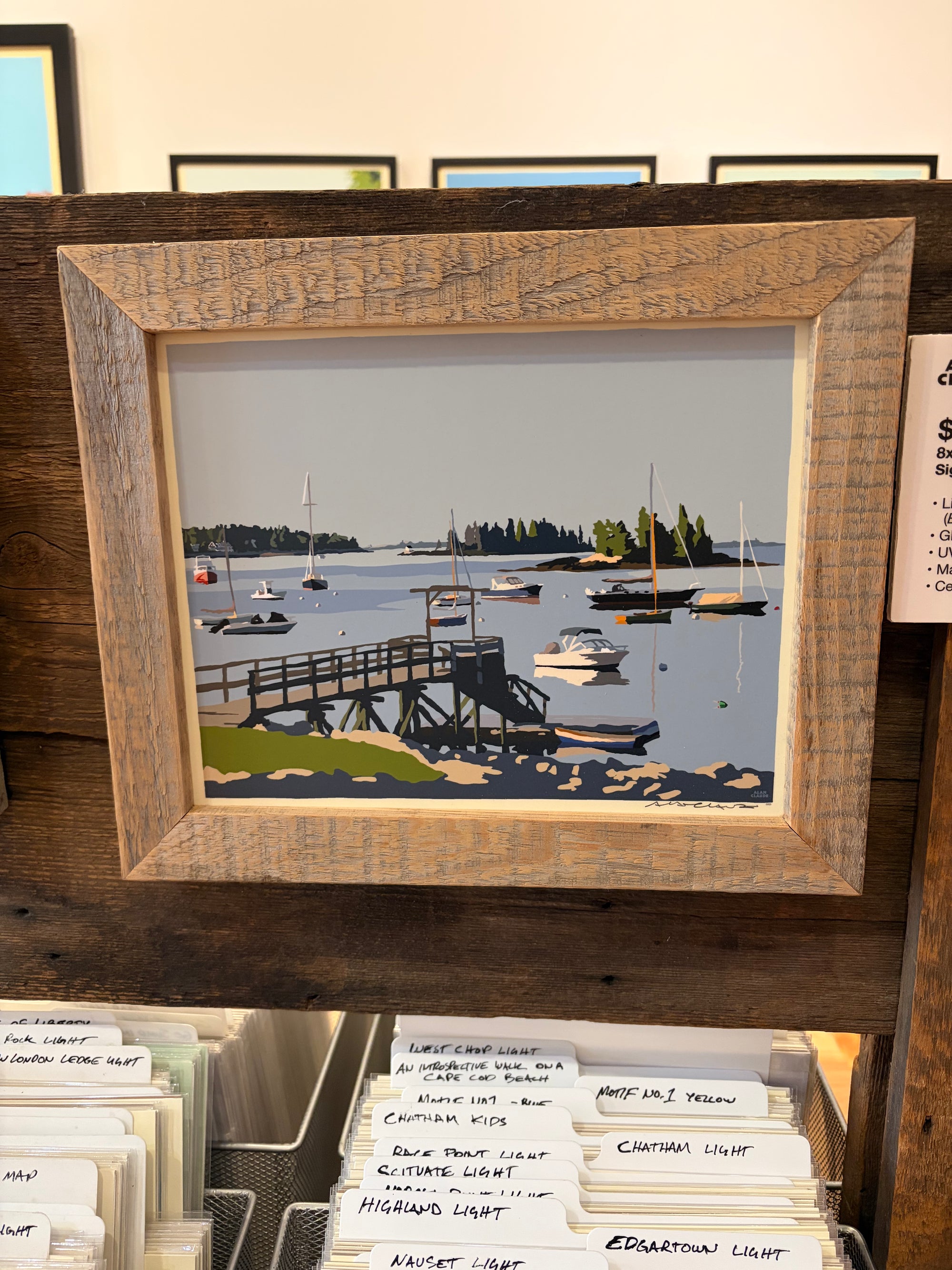 MAINE WOOD FRAMED 8" x 10" Sailboats In Boothbay Harbor