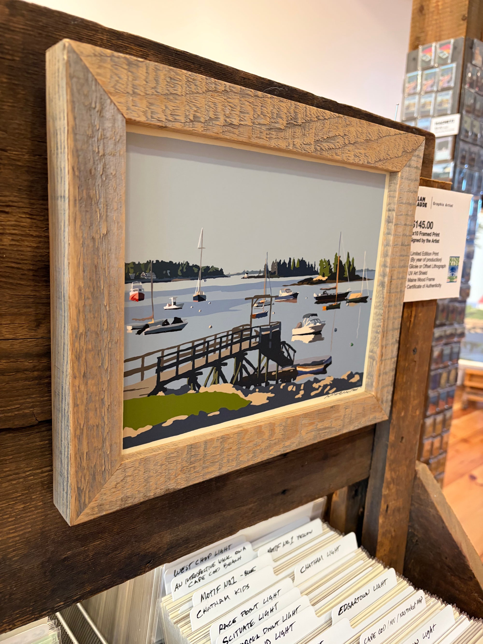 MAINE WOOD FRAMED 8" x 10" Sailboats In Boothbay Harbor