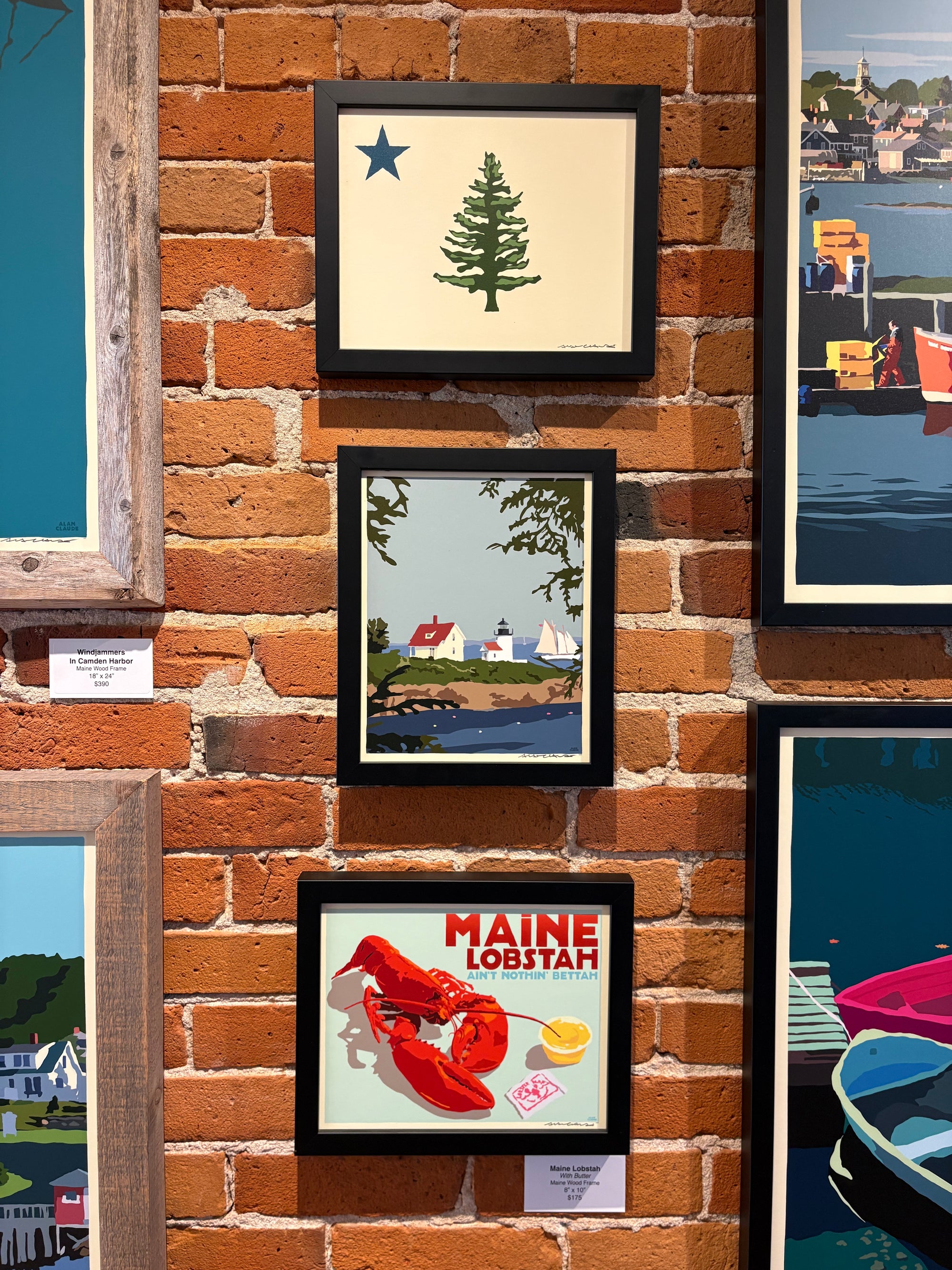 Camden Lighthouse Art Print 8" x 10" Framed Wall Poster By Alan Claude - Maine