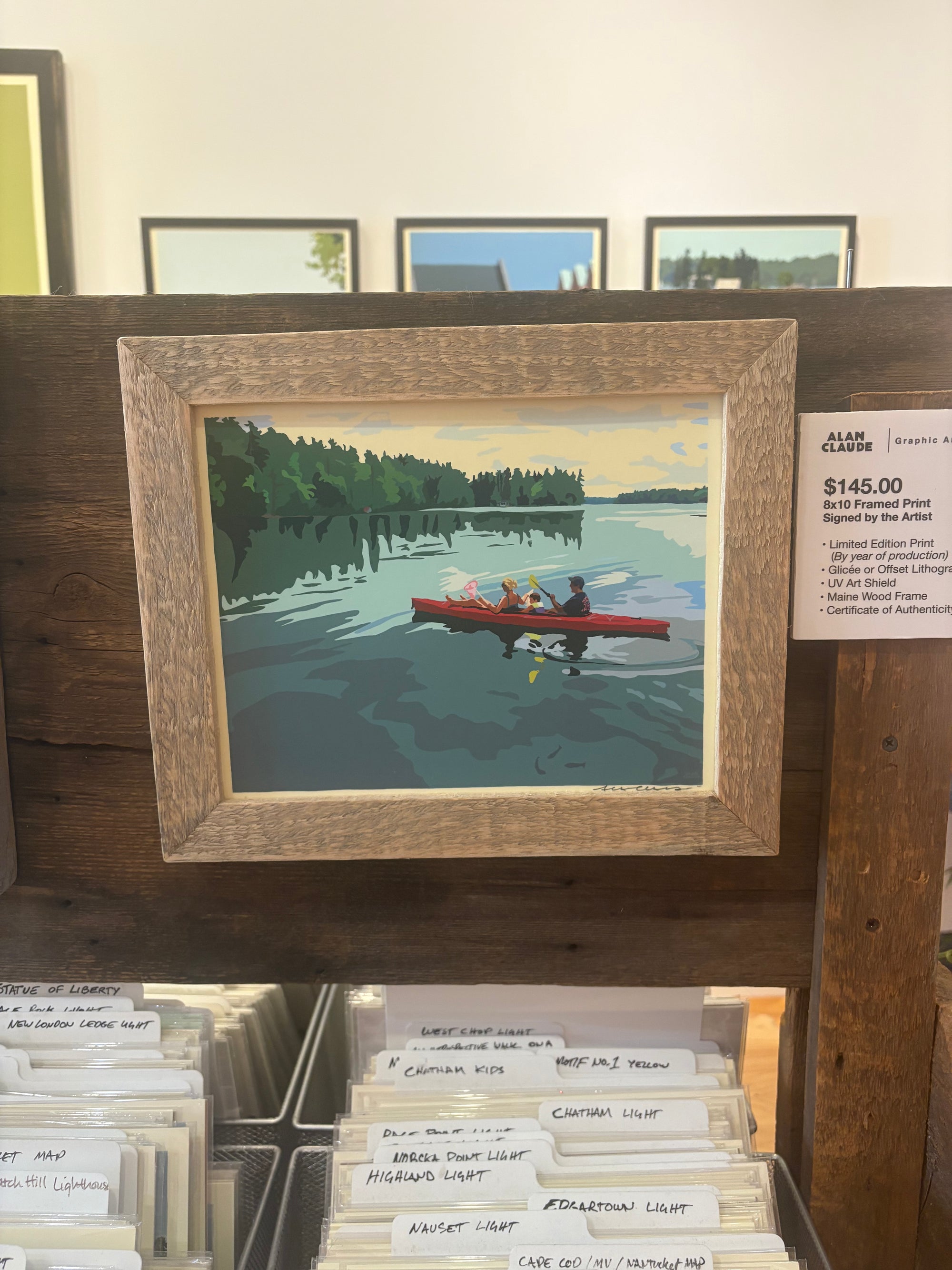 MAINE WOOD FRAME 8" x 10" Kayaking On A Lake