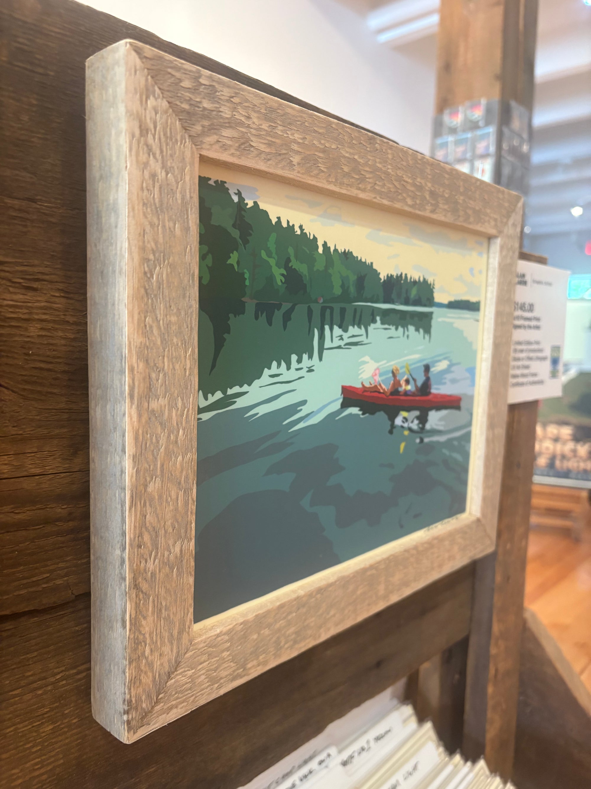 MAINE WOOD FRAME 8" x 10" Kayaking On A Lake