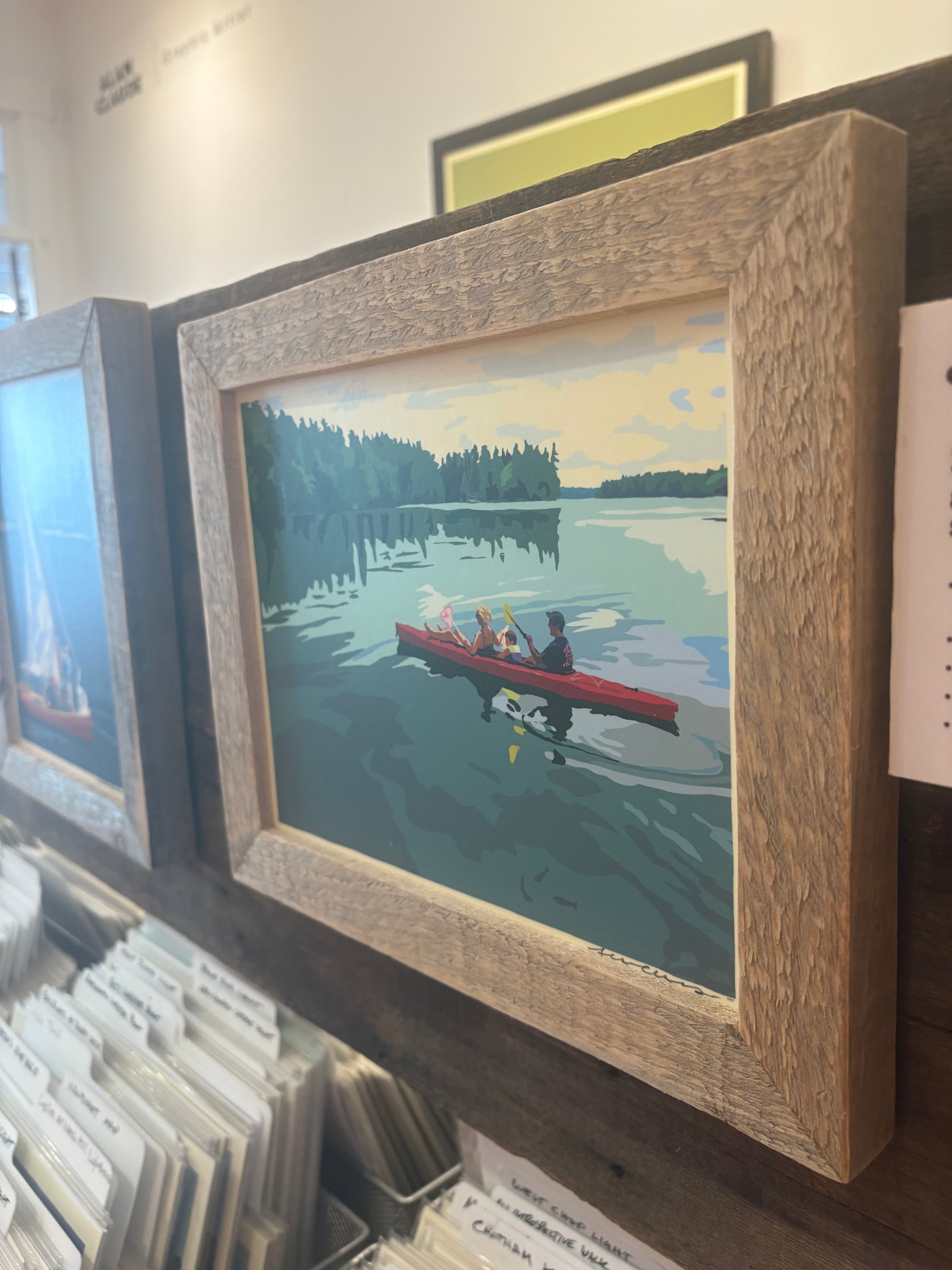 MAINE WOOD FRAME 8" x 10" Kayaking On A Lake