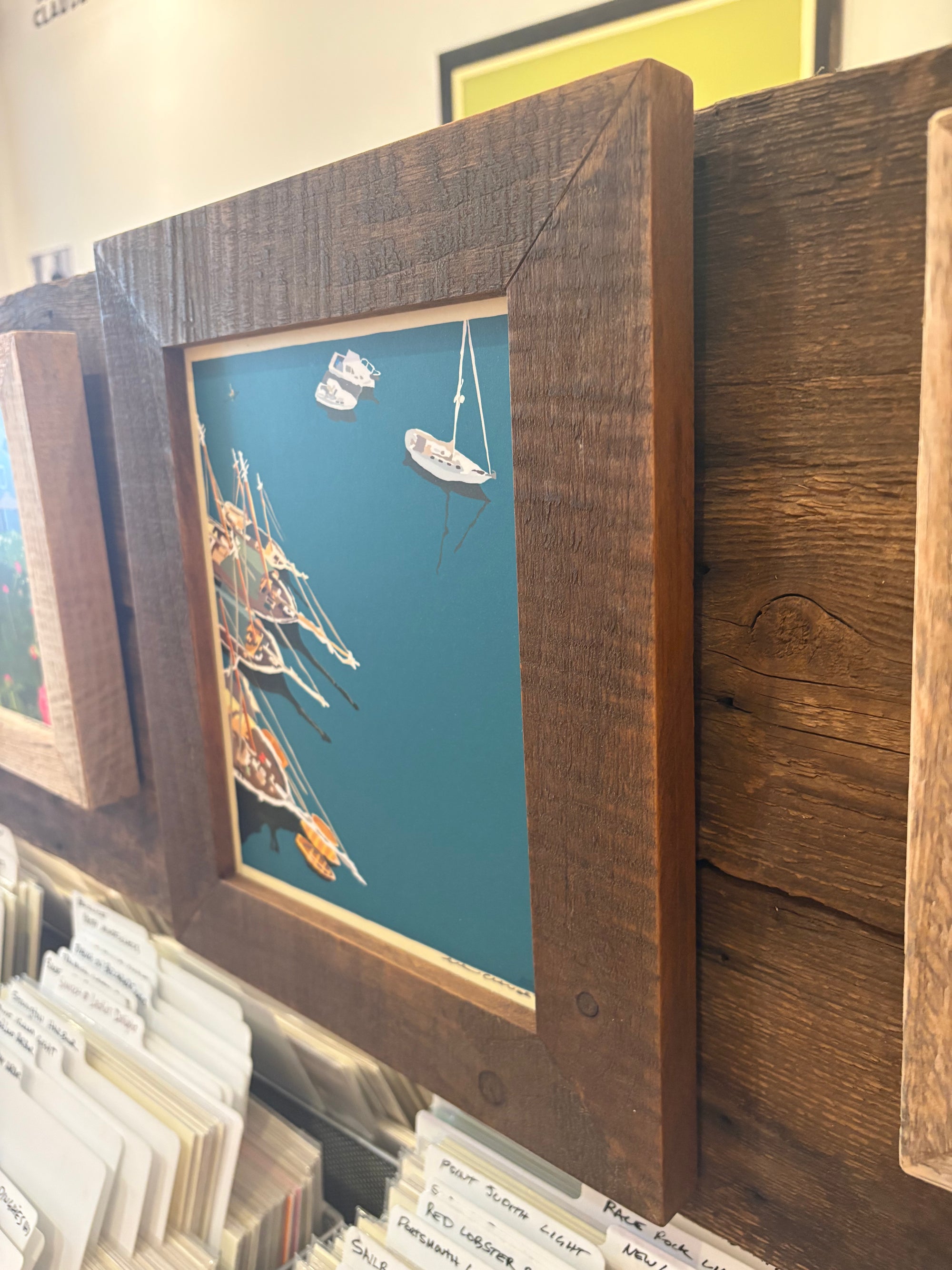 MAINE WOOD FRAME 8" x 10" Windjammers In Camden Harbor