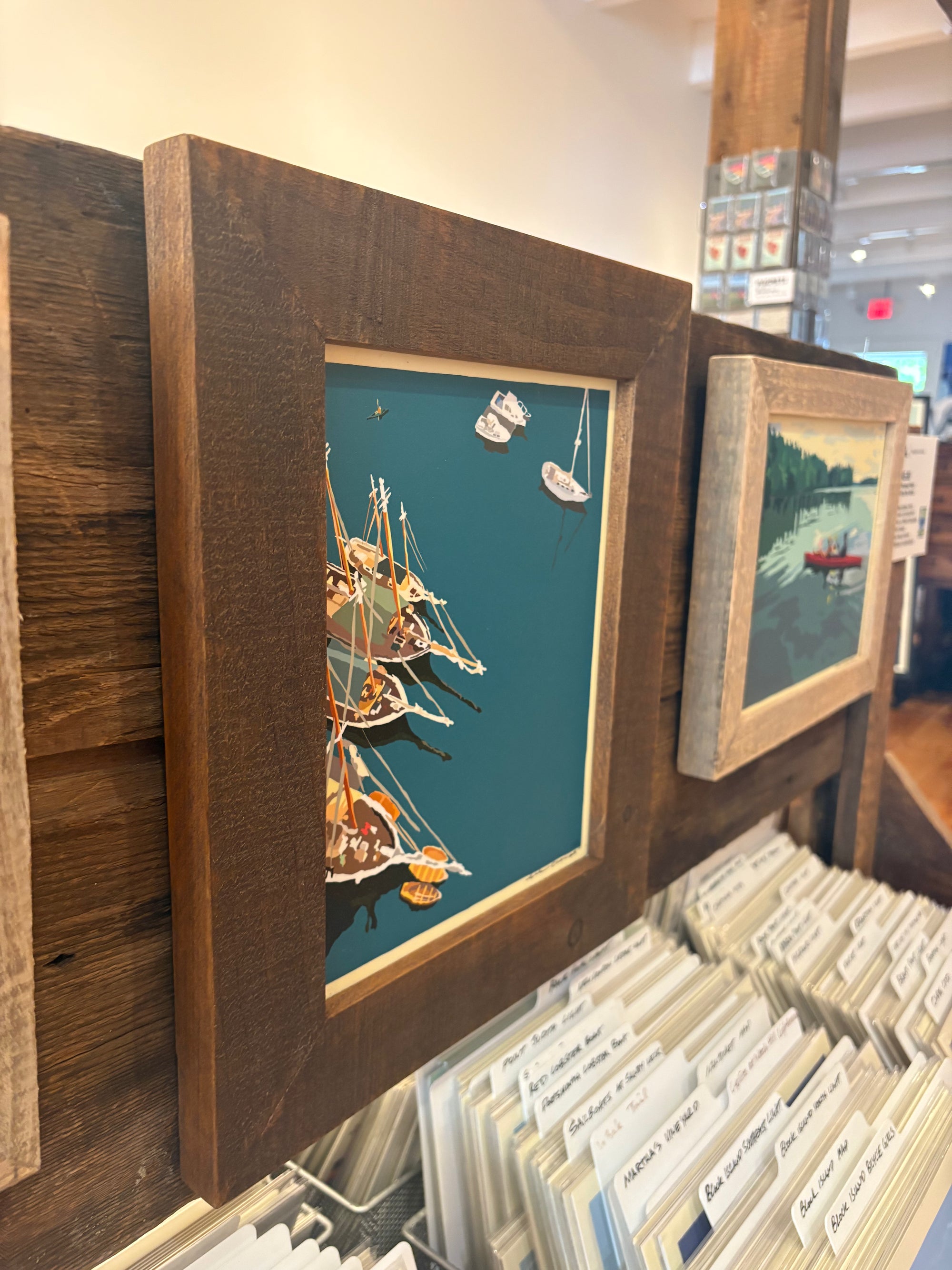 MAINE WOOD FRAME 8" x 10" Windjammers In Camden Harbor