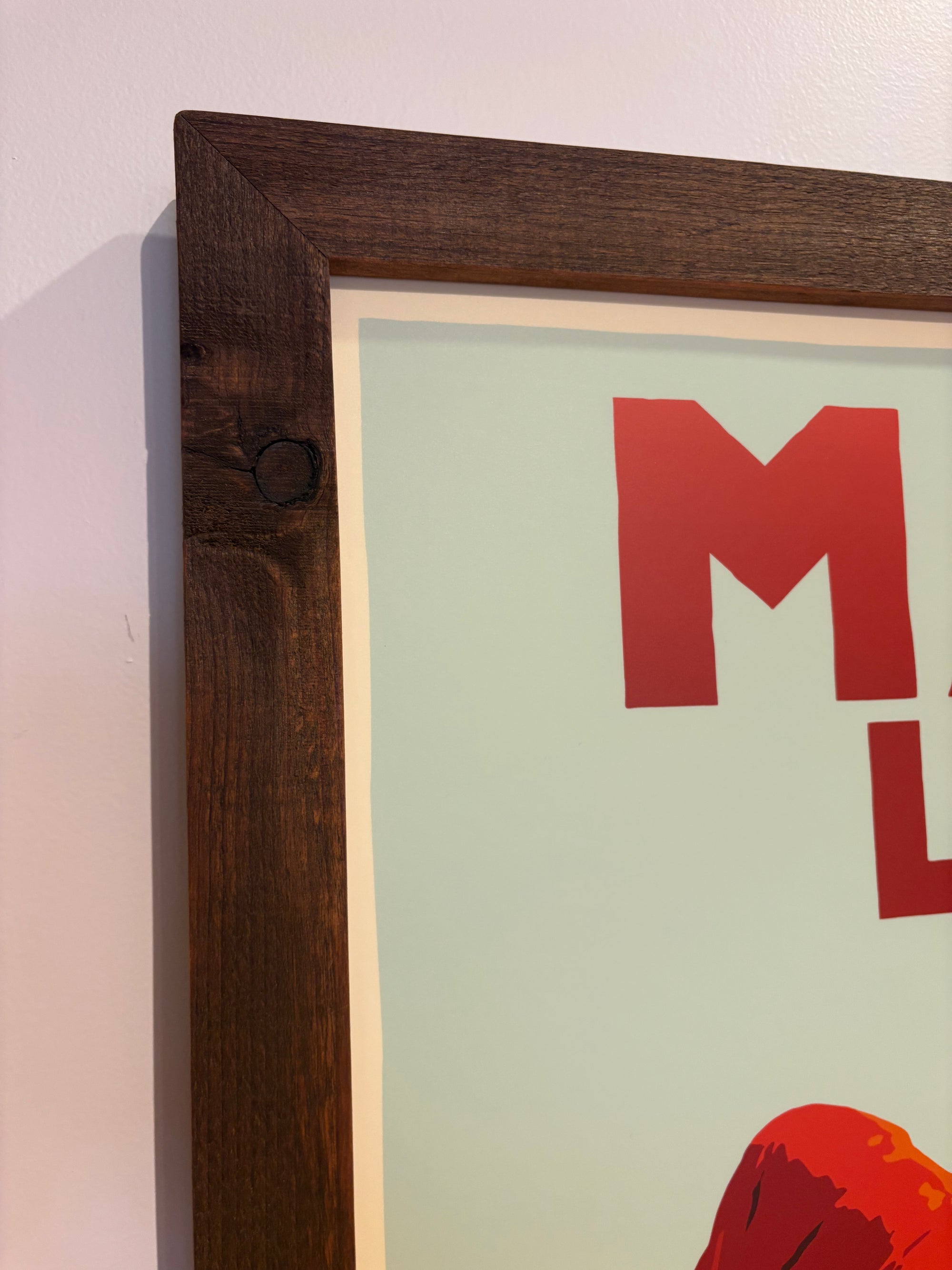 MAINE WOOD FRAME 24" x 36" Framed Maine Lobster (Vertical)