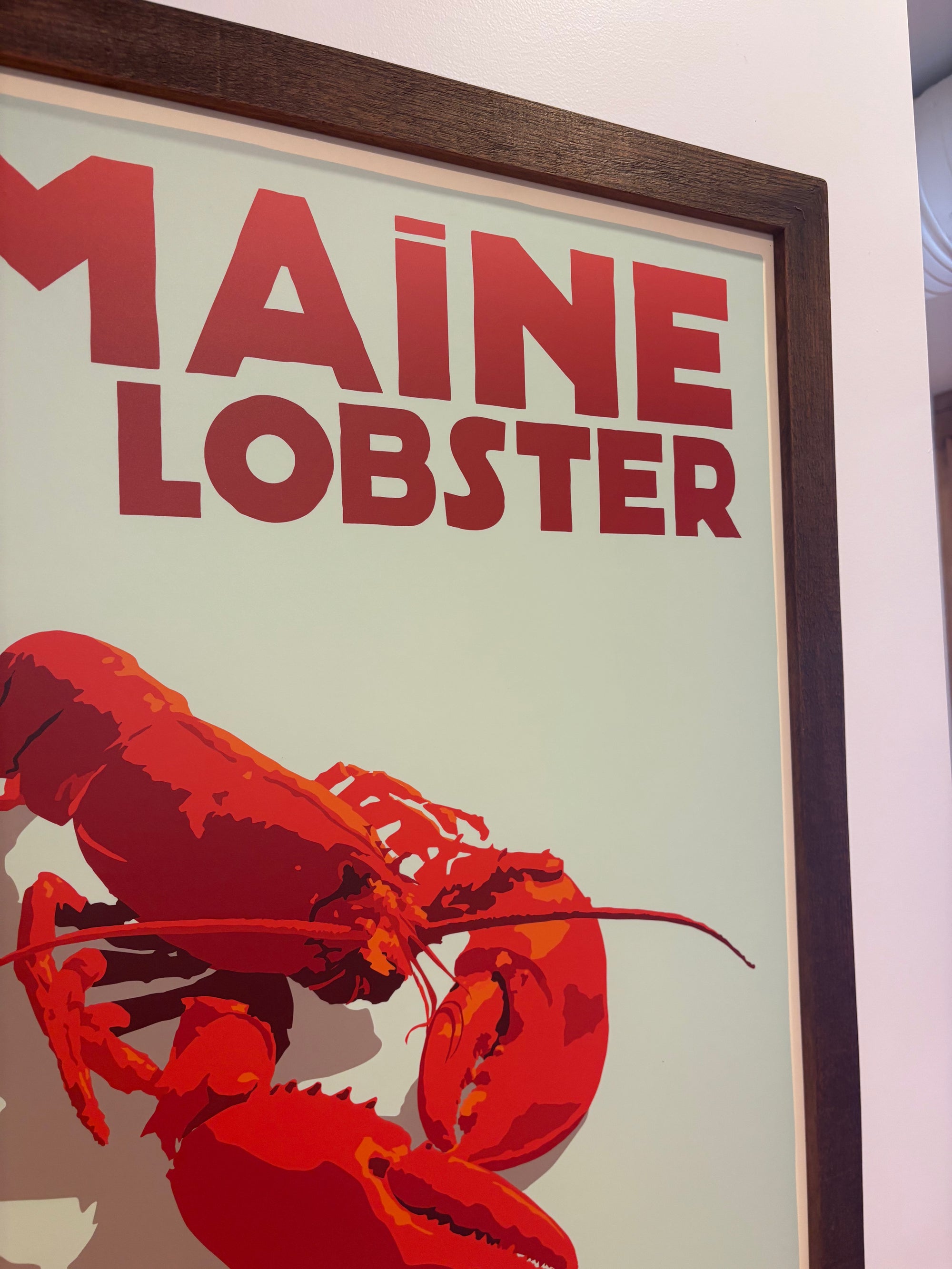 MAINE WOOD FRAME 24" x 36" Framed Maine Lobster (Vertical)