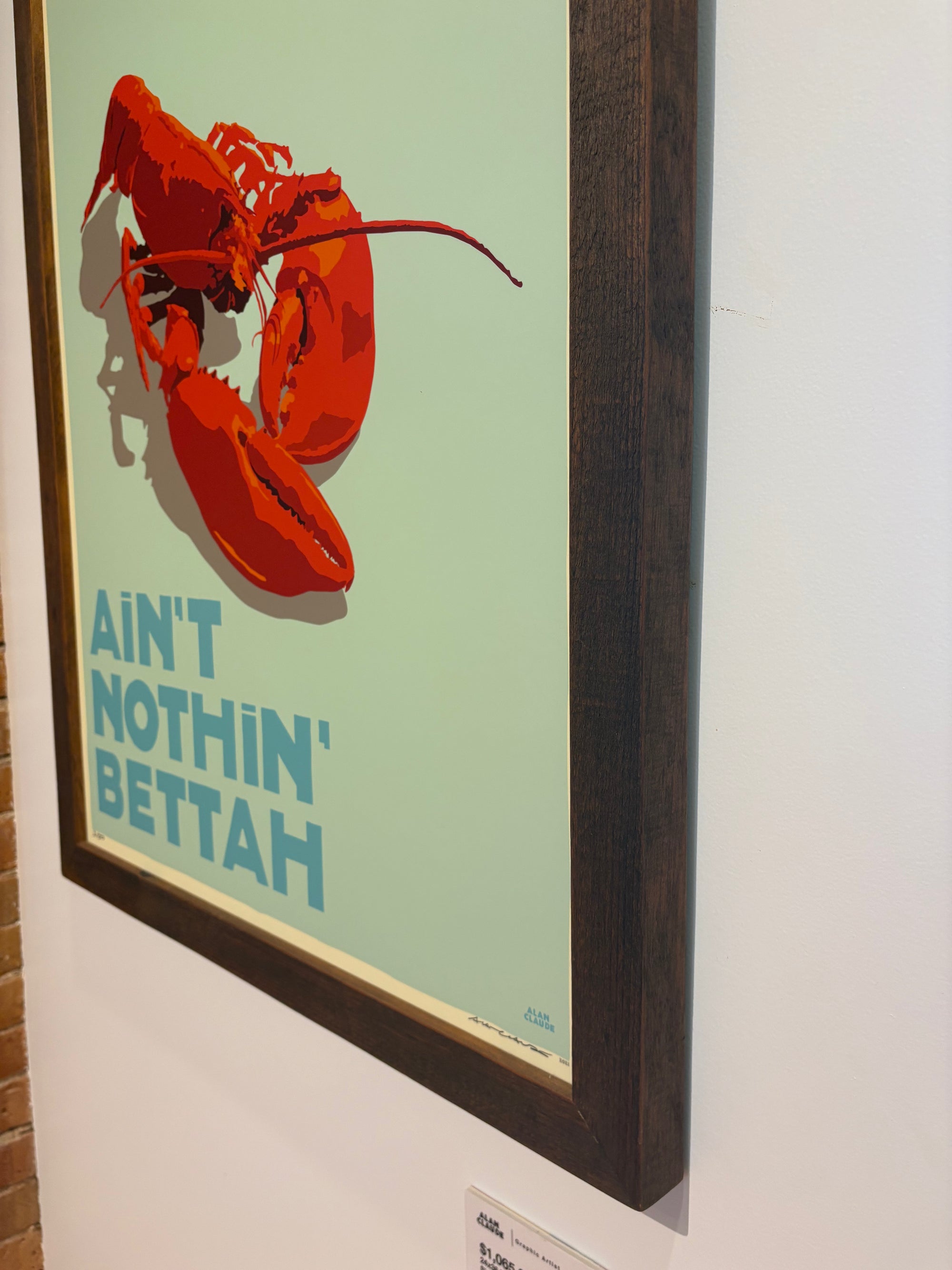 MAINE WOOD FRAME 24" x 36" Framed Maine Lobster (Vertical)