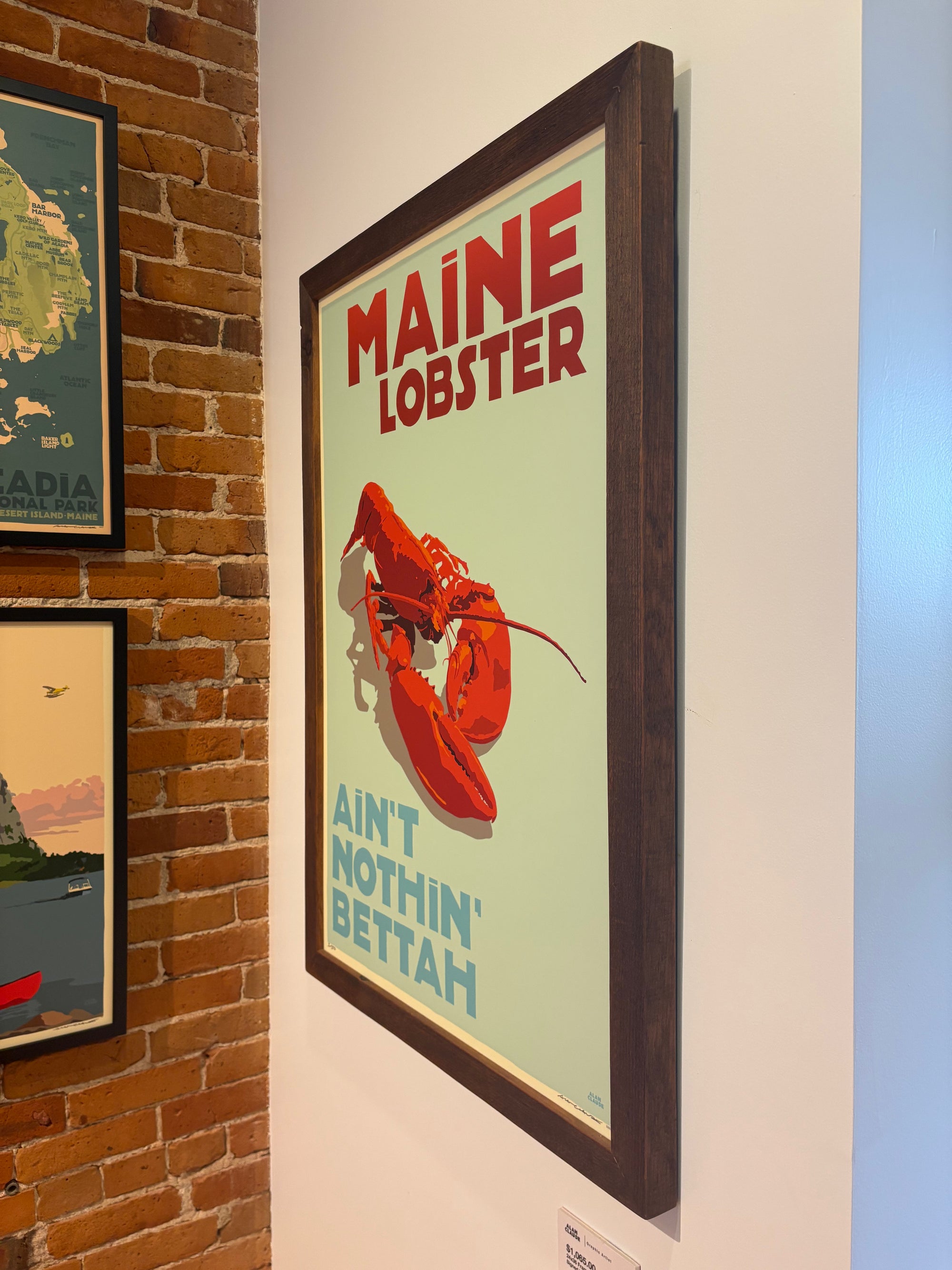 MAINE WOOD FRAME 24" x 36" Framed Maine Lobster (Vertical)