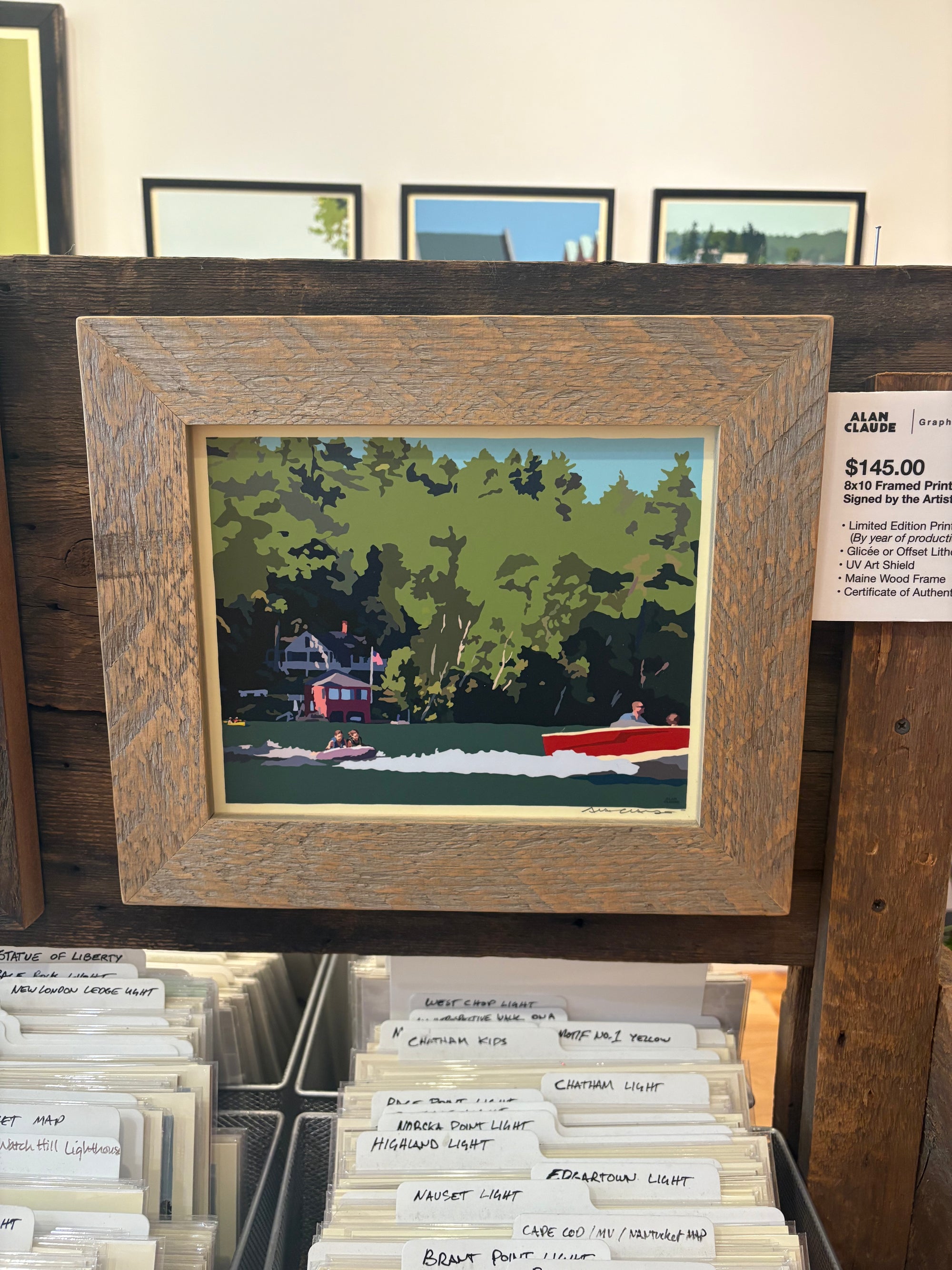 MAINE WOOD FRAME 8" x 10" Tubing on a Lake