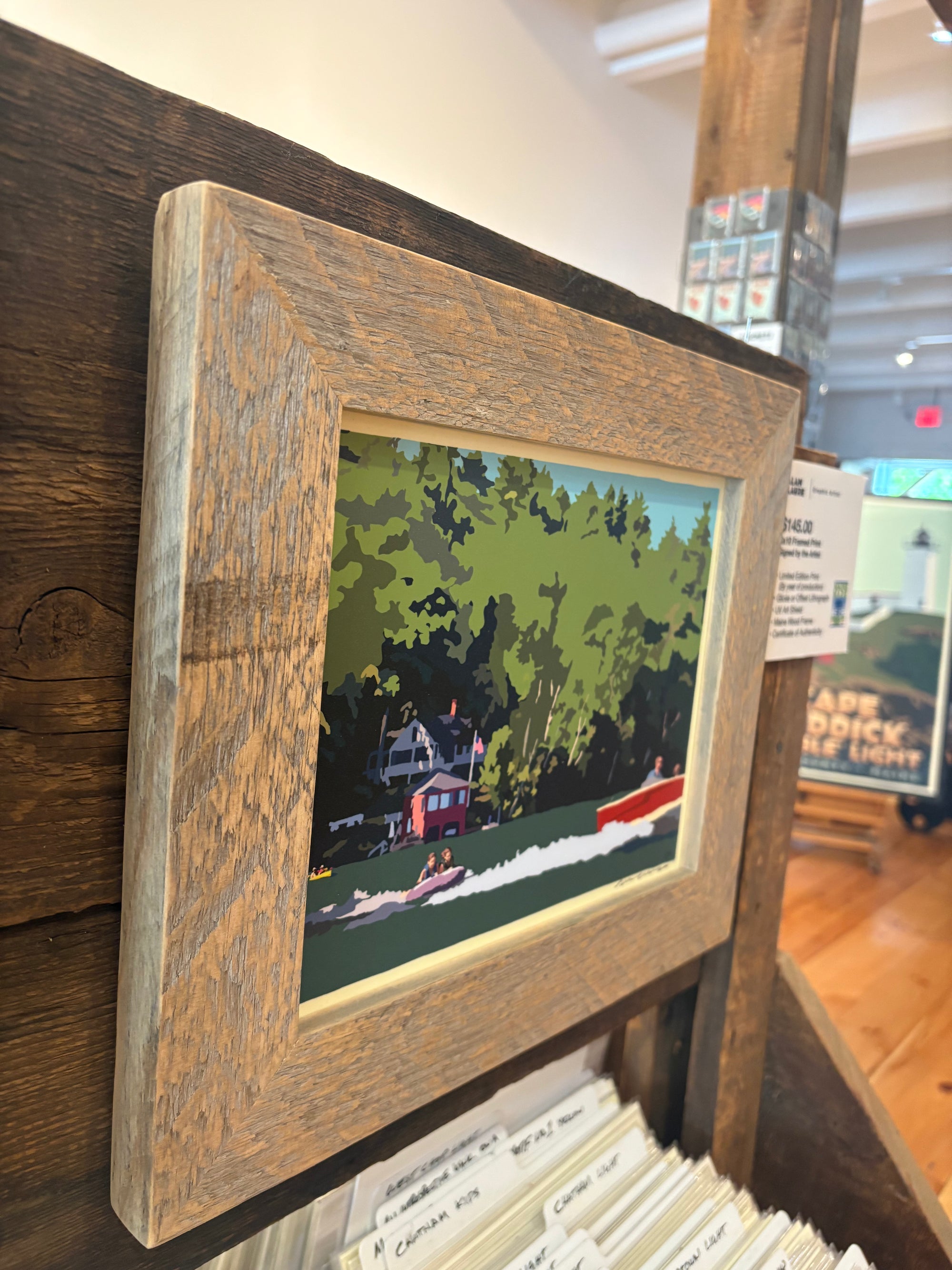 MAINE WOOD FRAME 8" x 10" Tubing on a Lake