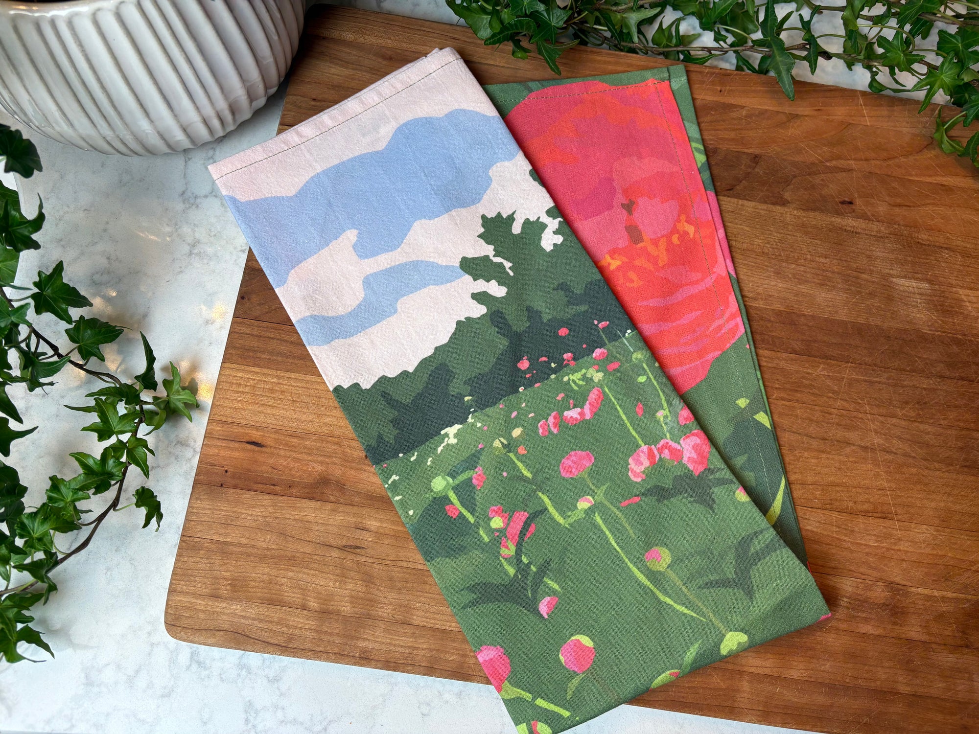 Peonies Tea Towel