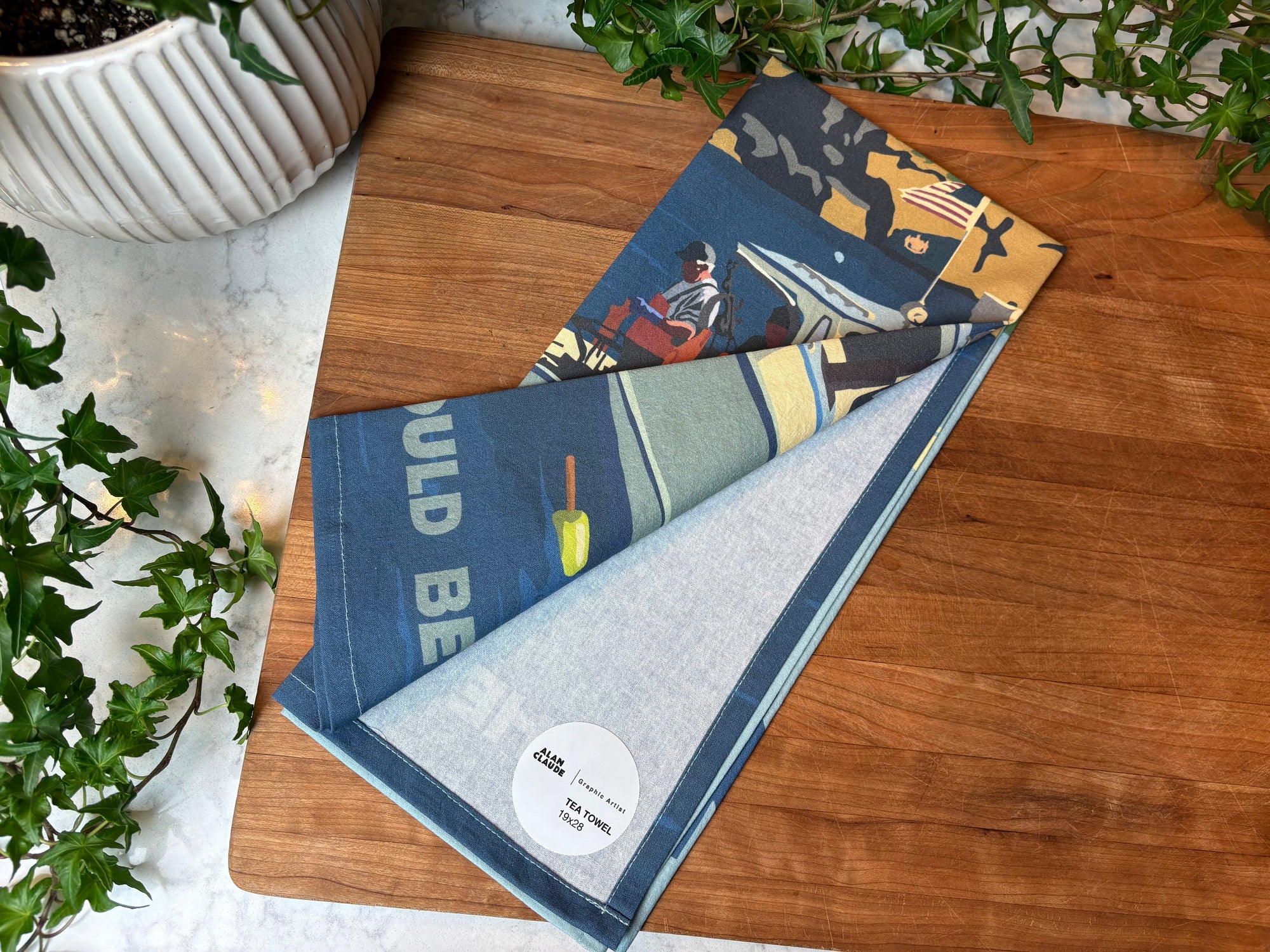 Lobstering at the Nubble Travel Tea Towel