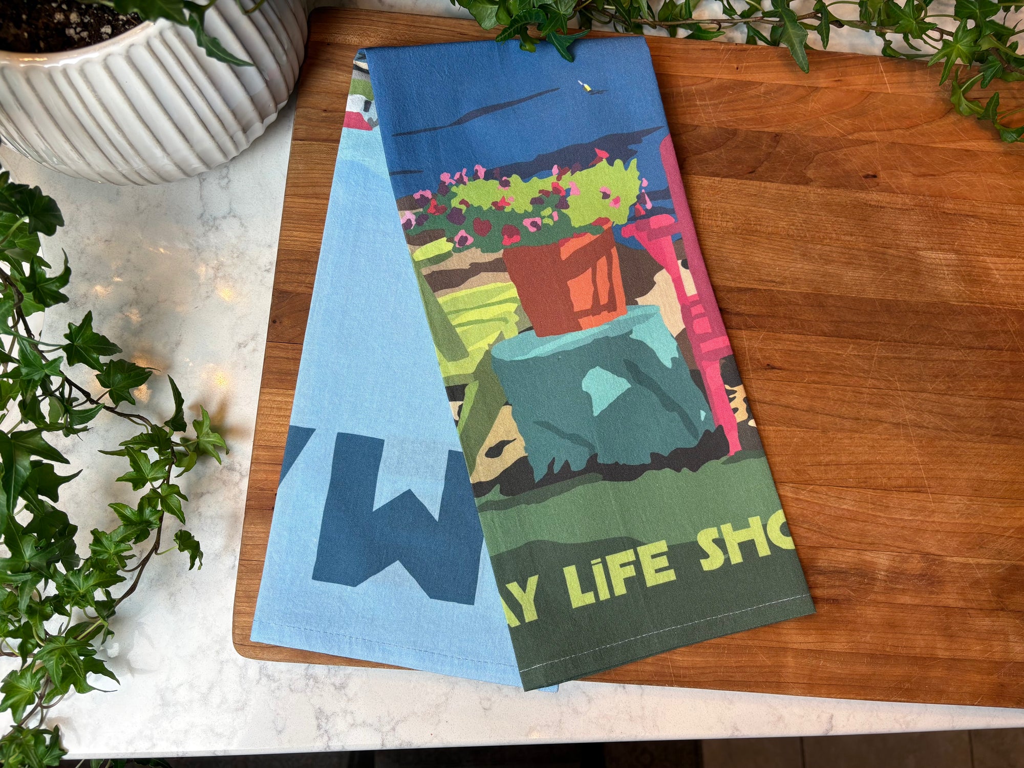 Chairs Overlooking Ram Island  Travel Tea Towel