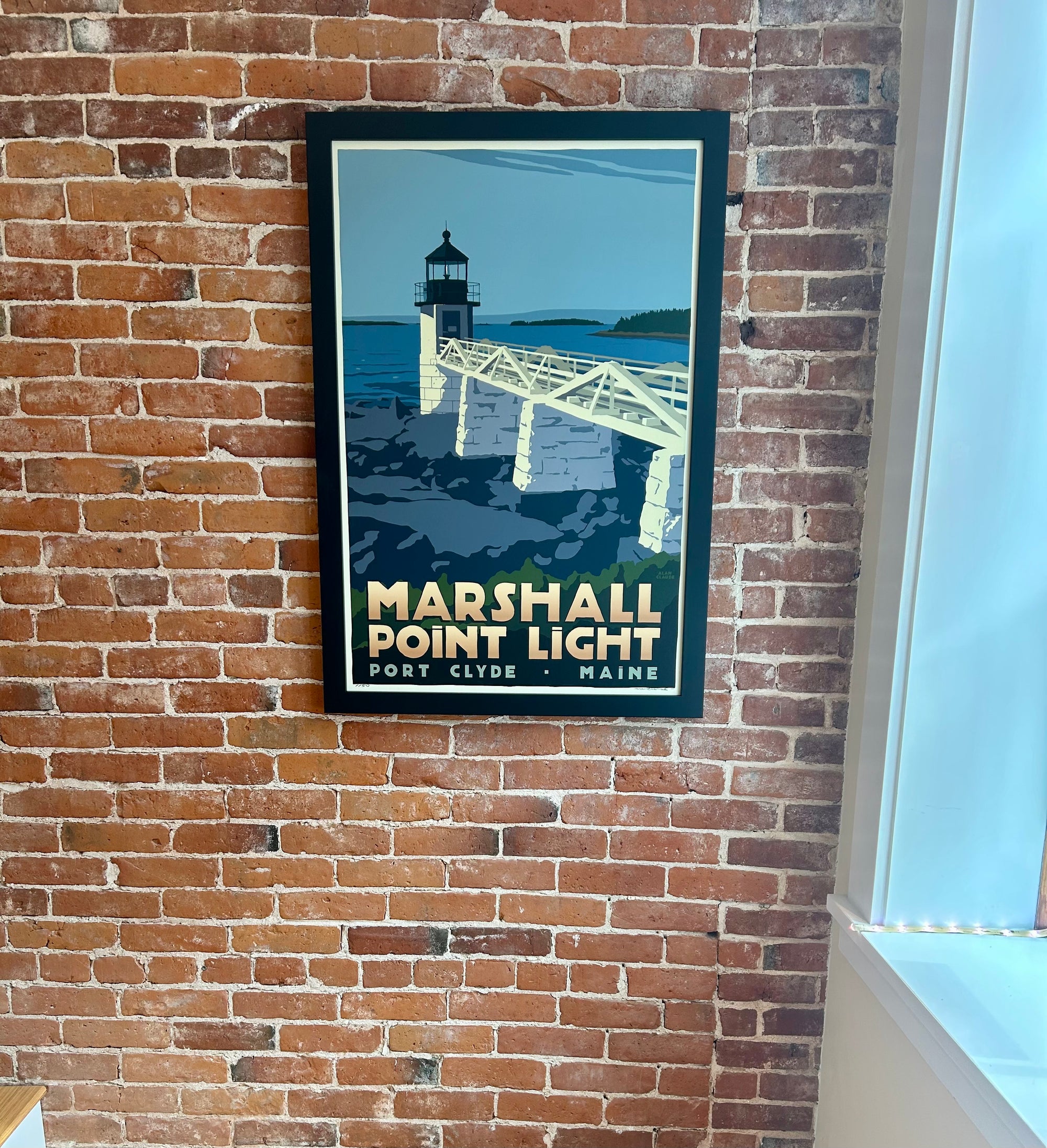 Marshall Point Light Art Print 24" x 36" Framed Travel Poster By Alan Claude  - Maine