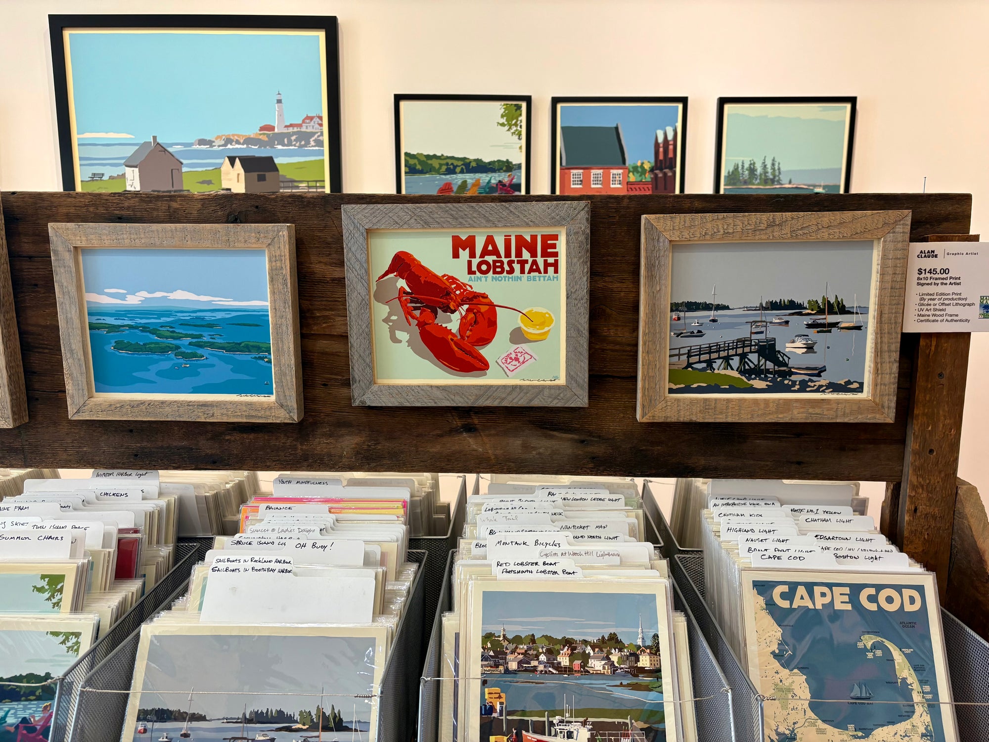 MAINE WOOD FRAMED 8" x 10" Sailboats In Boothbay Harbor