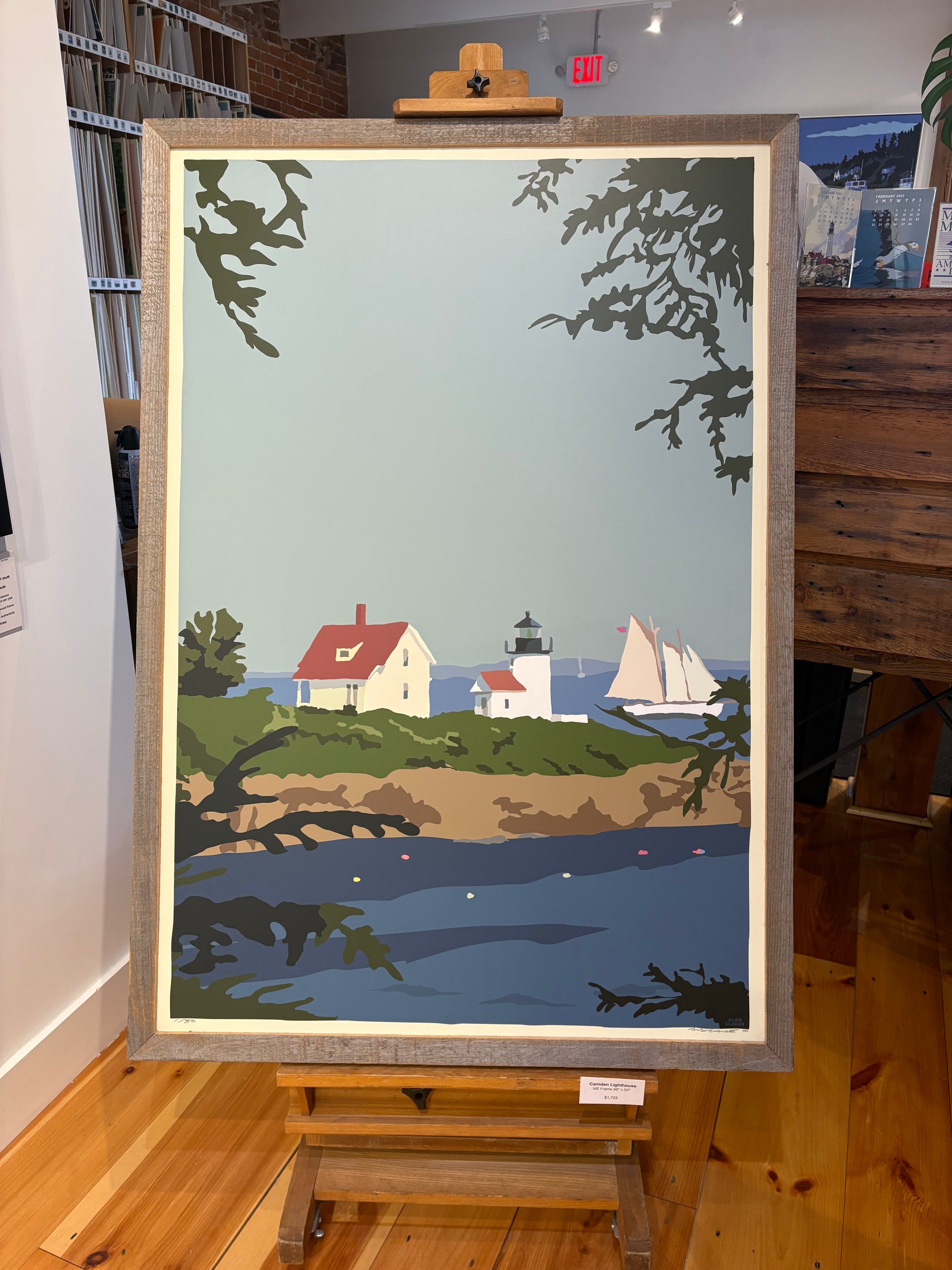 MAINE WOOD FRAME 36" x 53" Framed Camden Lighthouse