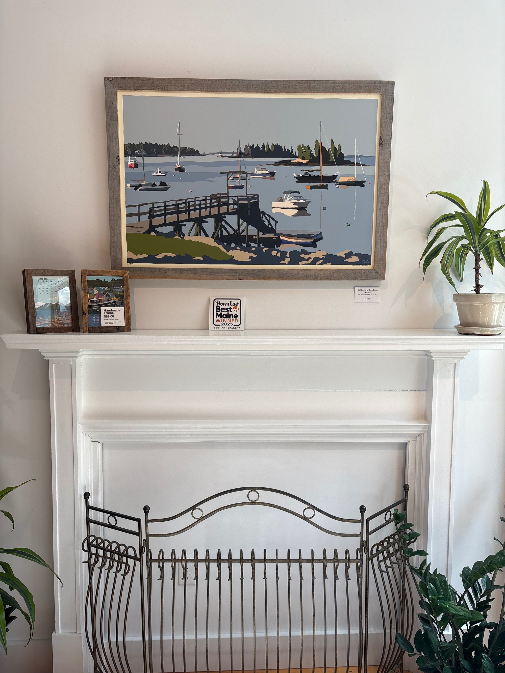 MAINE WOOD FRAME 24" x 36" Framed Sailboats in Boothbay Harbor