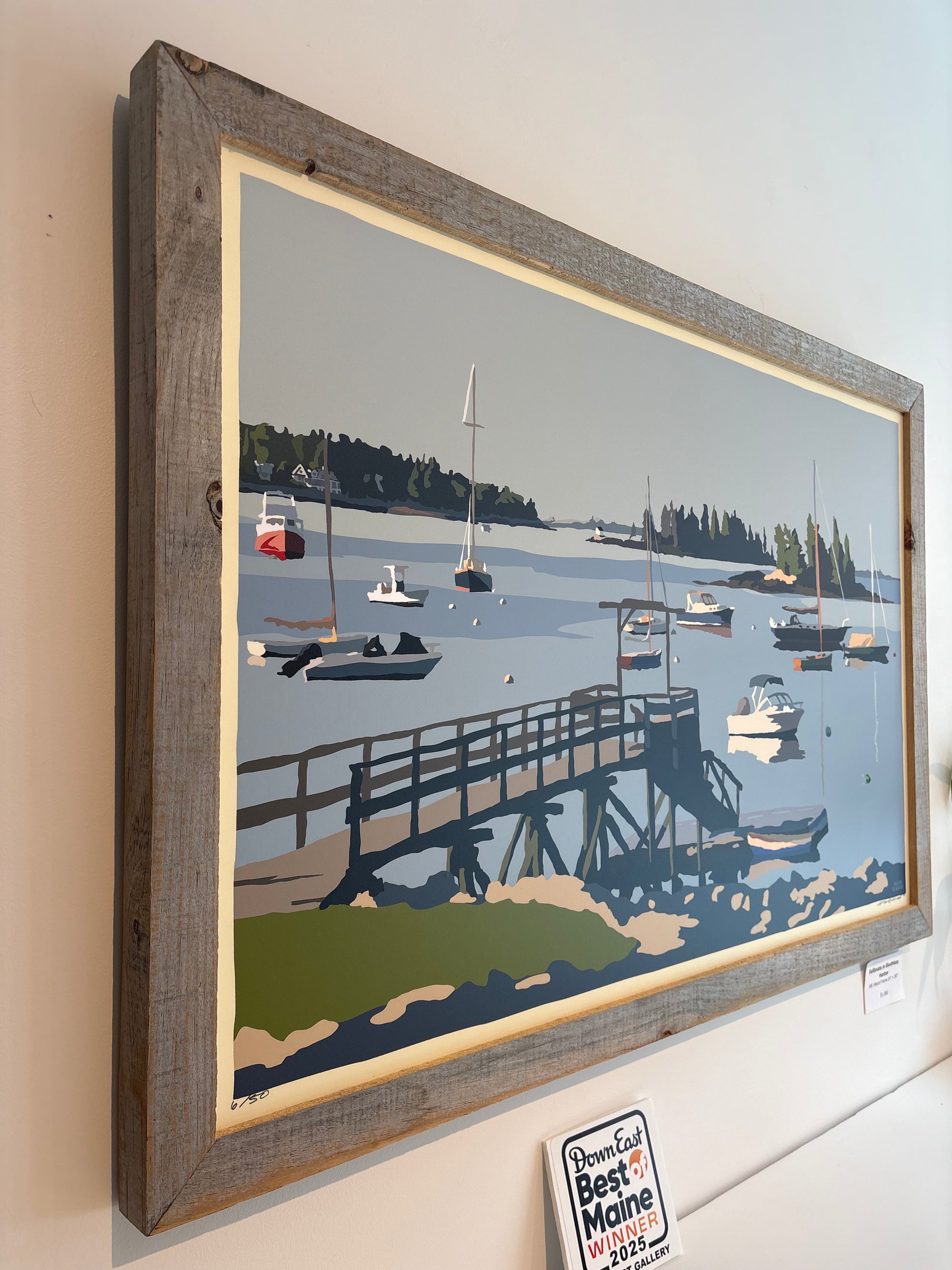 MAINE WOOD FRAME 24" x 36" Framed Sailboats in Boothbay Harbor
