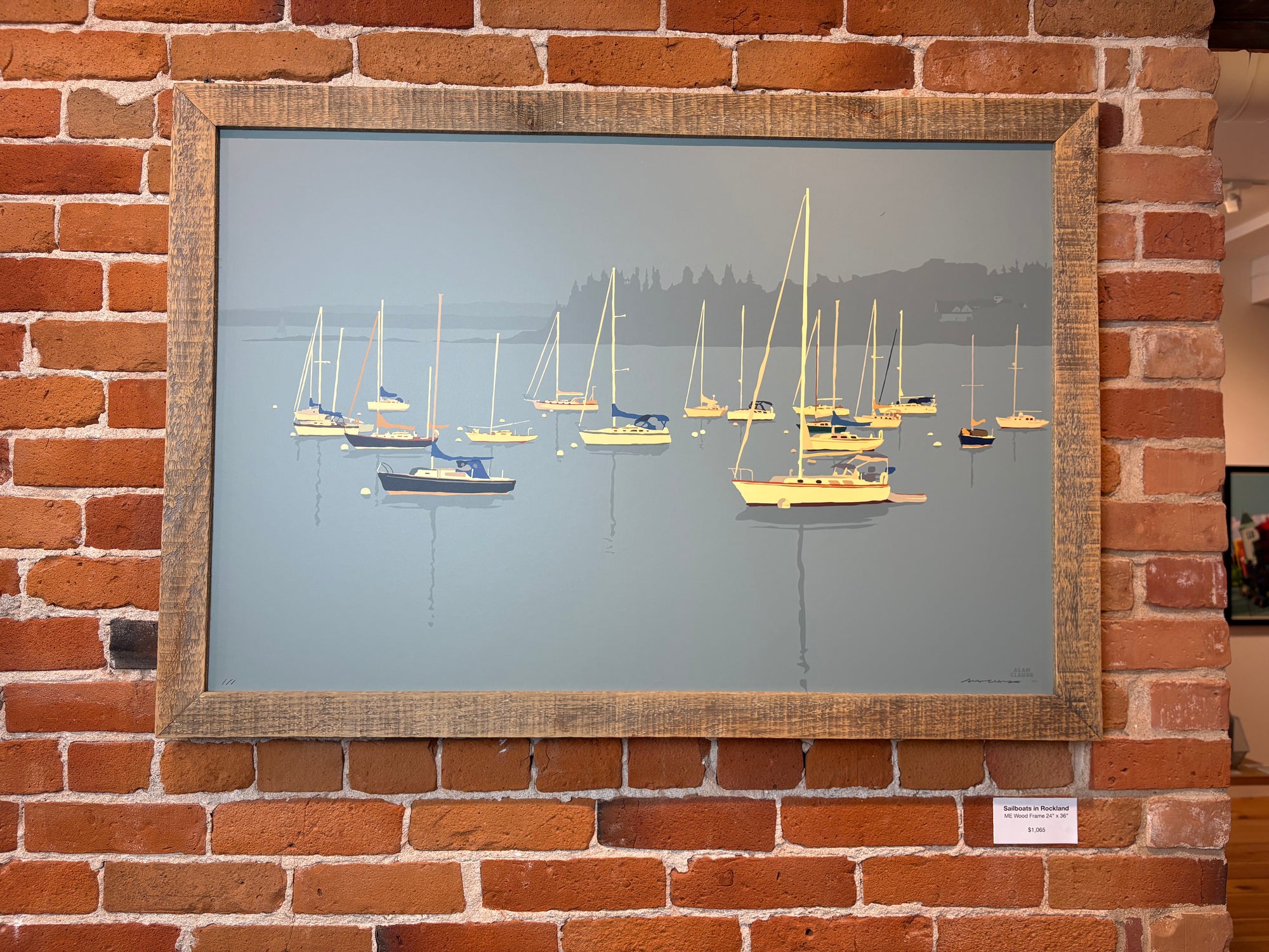 MAINE WOOD FRAME 24" x 36" Framed Sailboats in Rockland Harbor