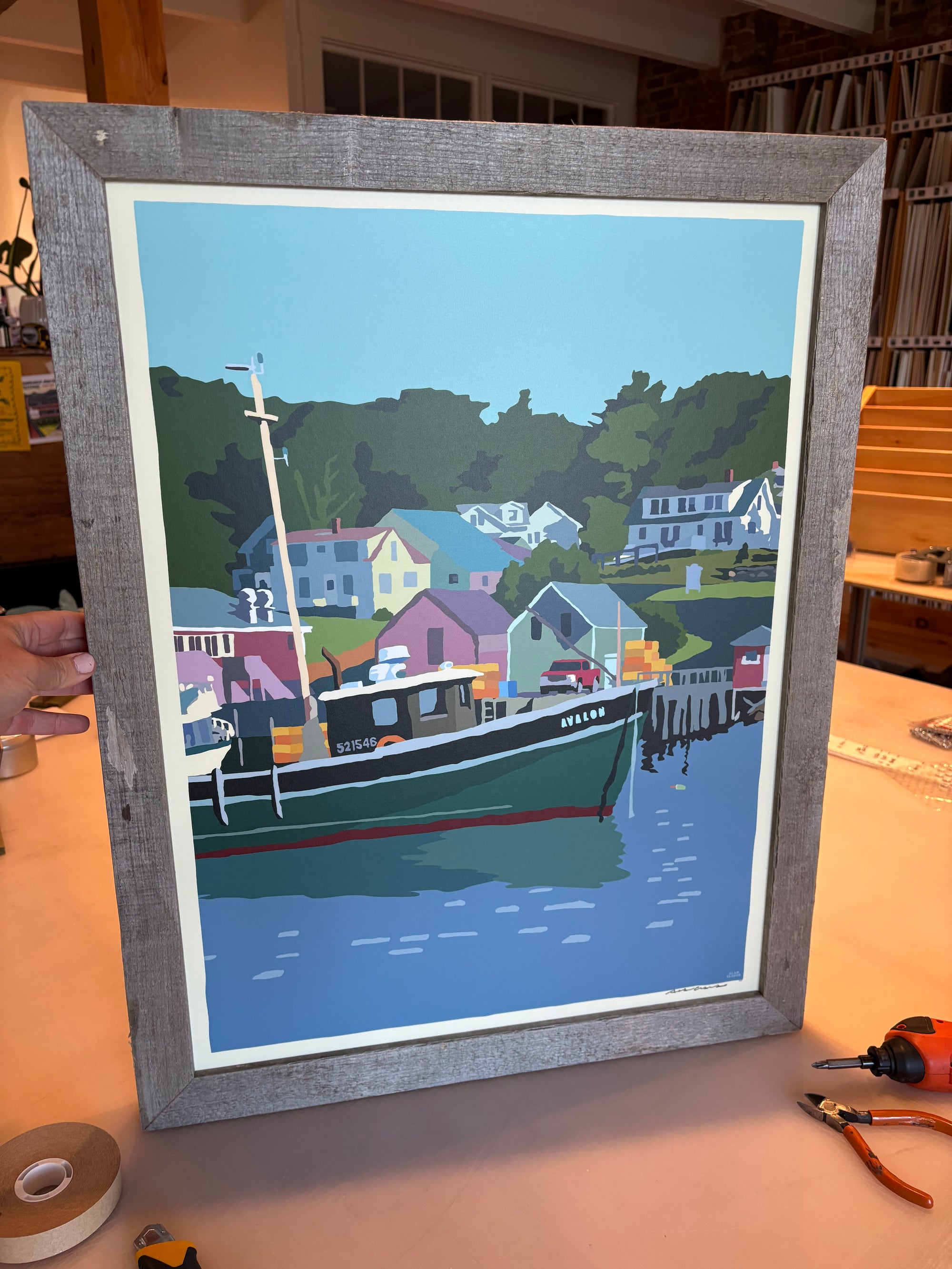 MAINE WOOD FRAMED 18" x 24" New Harbor
