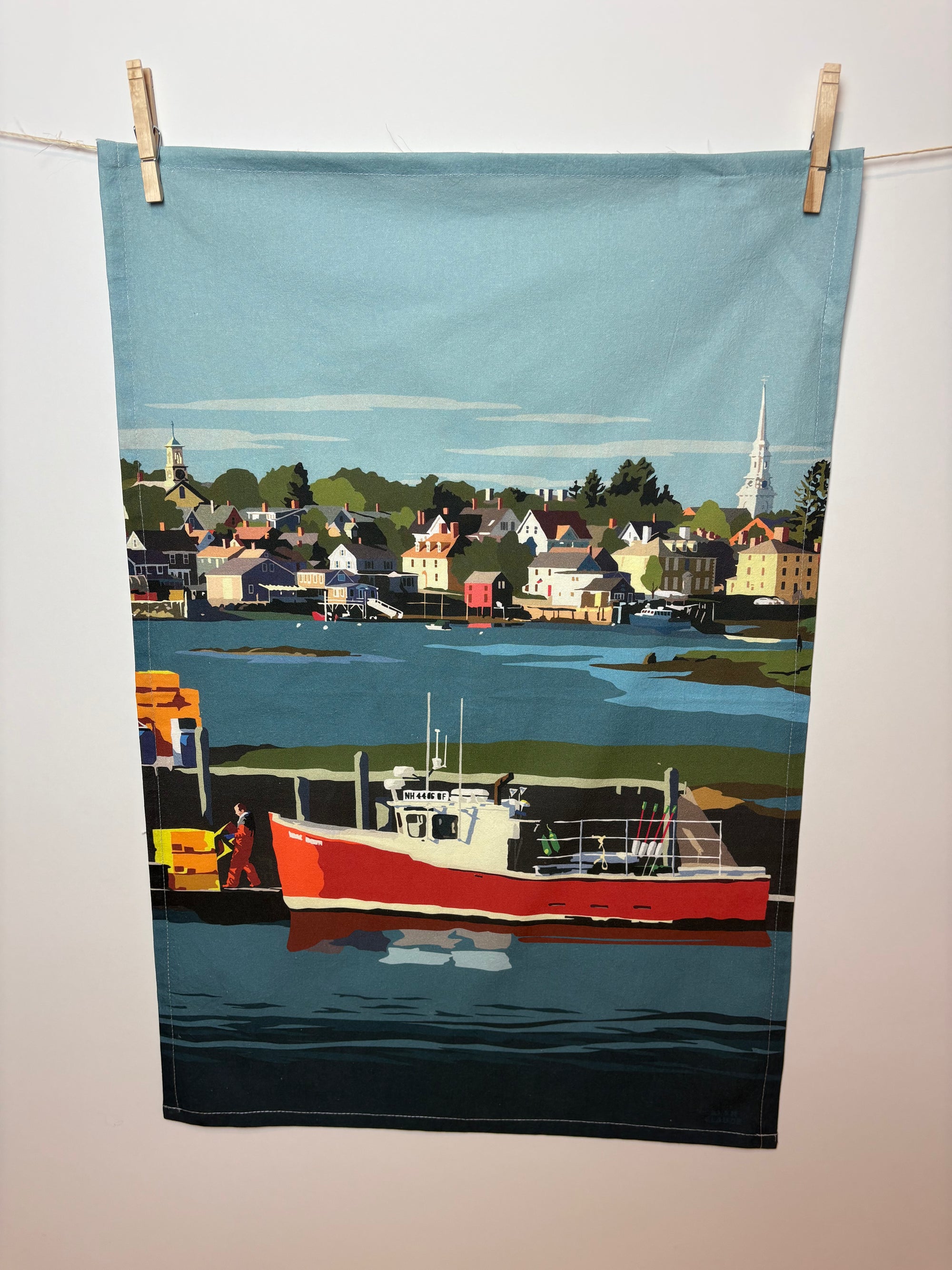 Red Lobster Boat Tea Towel