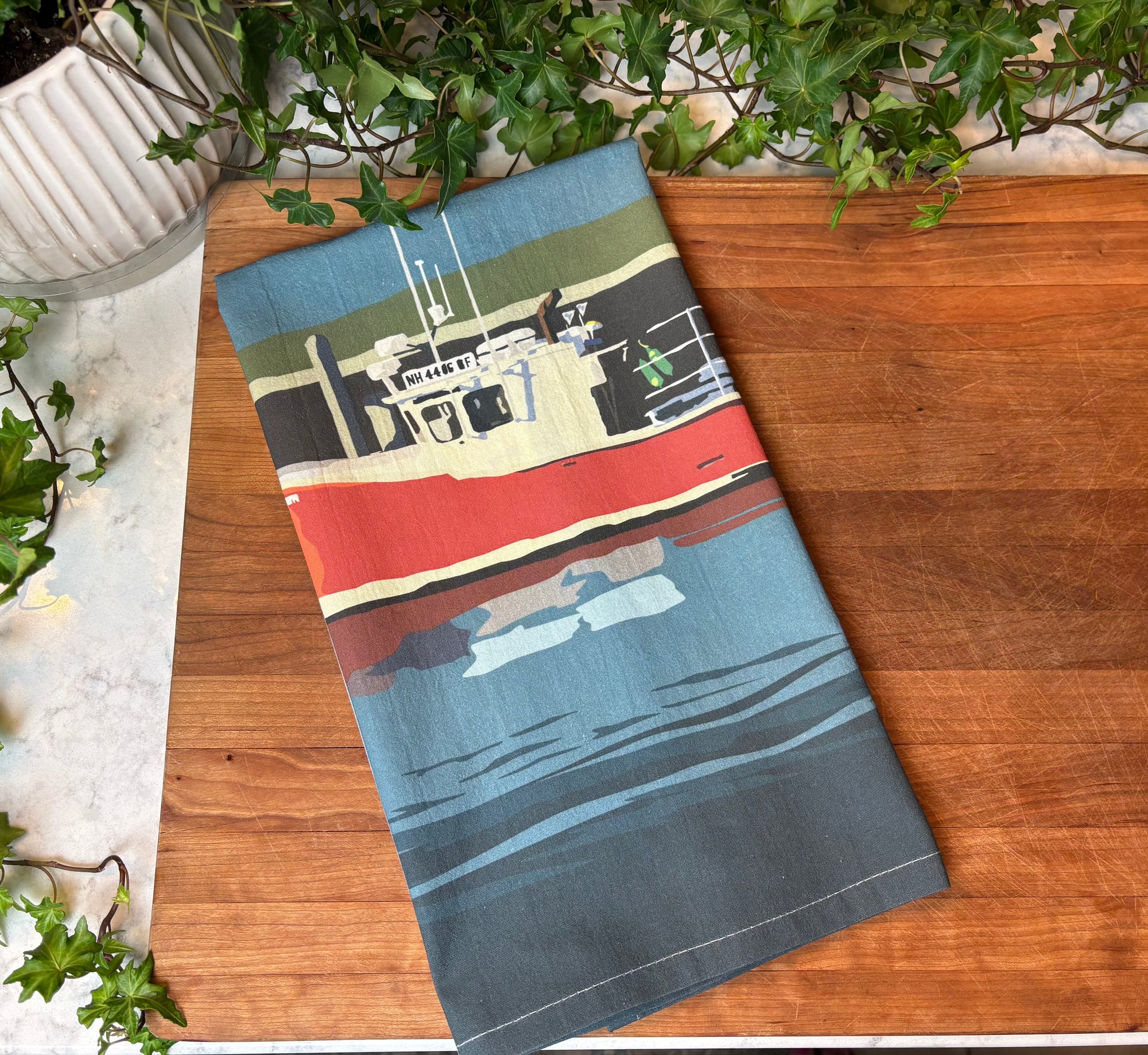 Red Lobster Boat Tea Towel