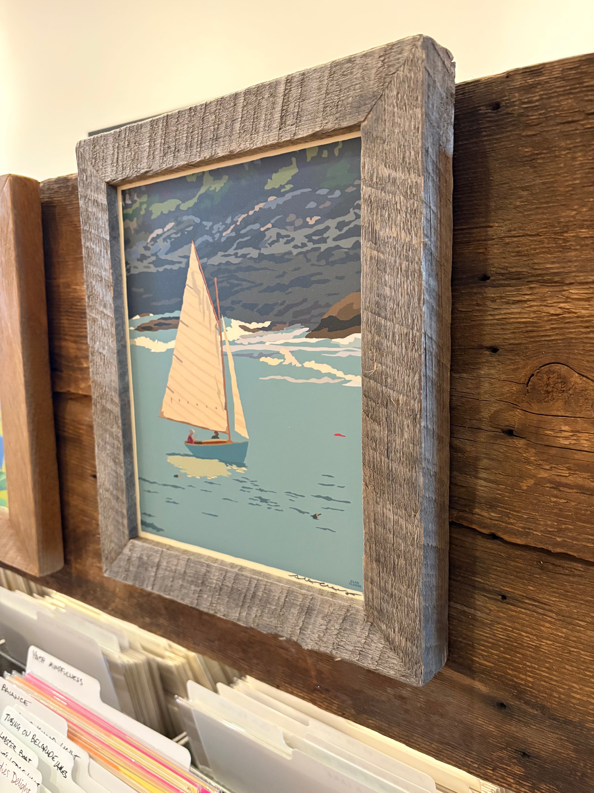MAINE WOOD FRAMED 8" x 10" Sunset Sail
