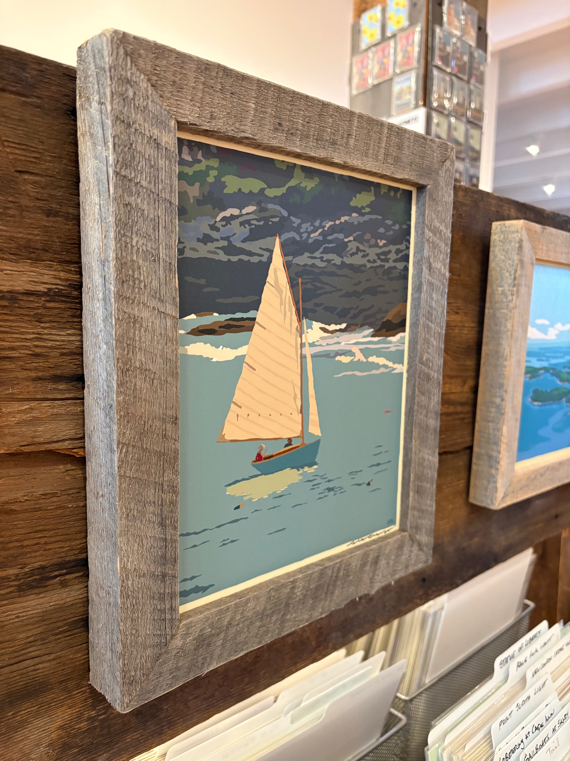 MAINE WOOD FRAMED 8" x 10" Sunset Sail