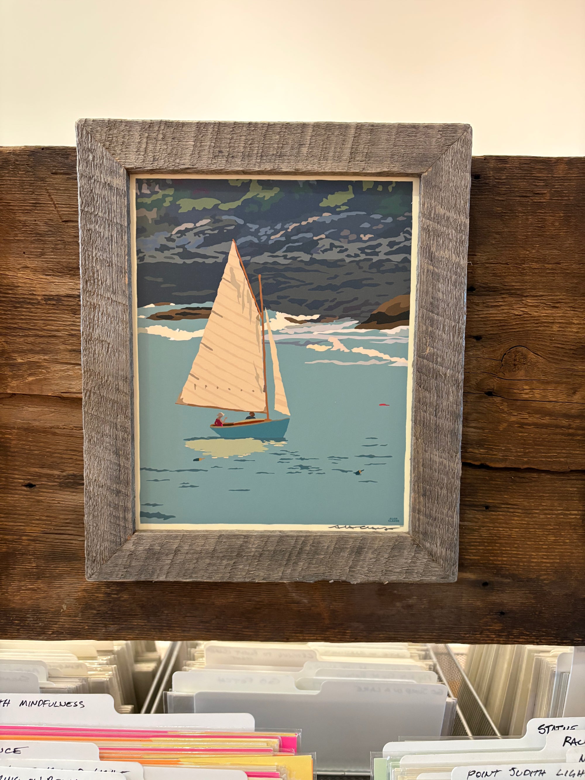 MAINE WOOD FRAMED 8" x 10" Sunset Sail