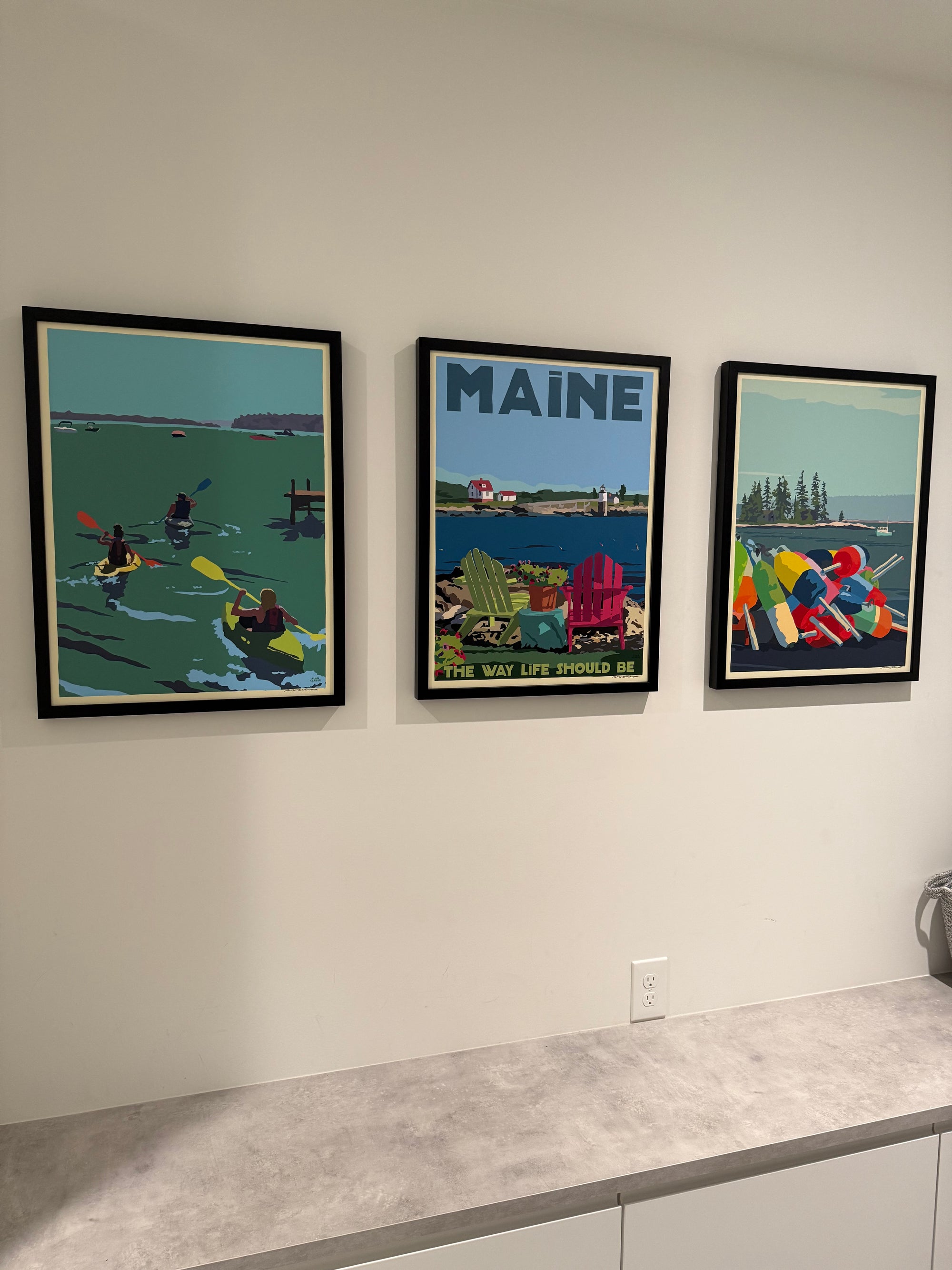 Oh Buoy! Art Print 18" x 24" Vertical Framed Wall Poster By Alan Claude - Maine