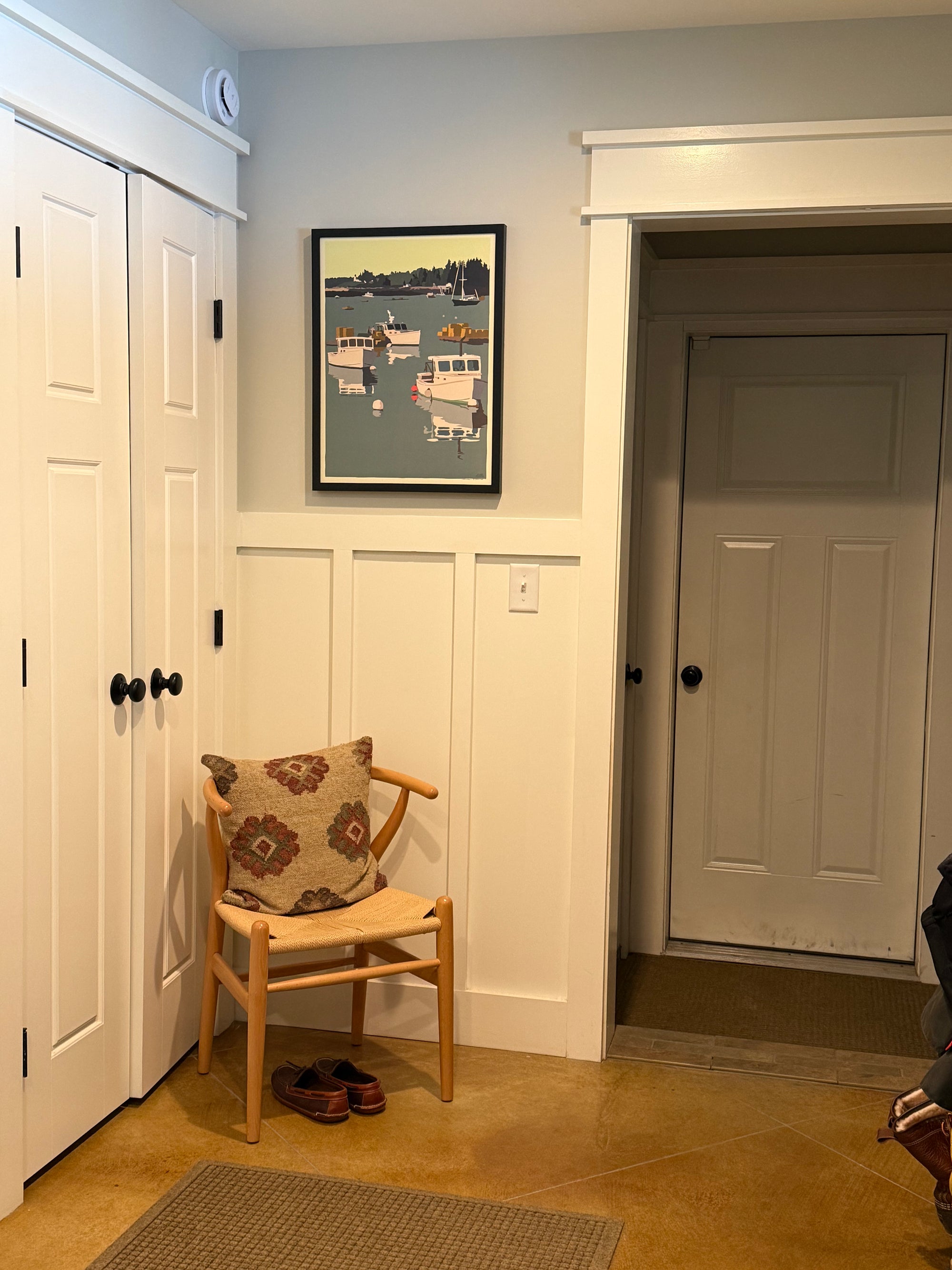 Lobster Boats on a Sunday Morning Art Print 18" x 24" Framed Wall Poster By Alan Claude - Maine