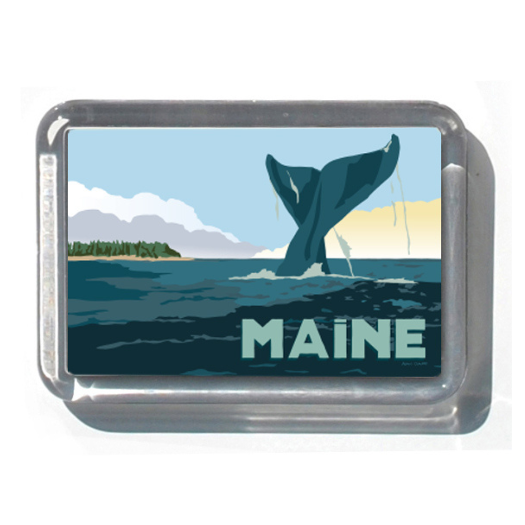 Maine Whale Tail 2" x 2 3/4" Acrylic Magnet - Maine