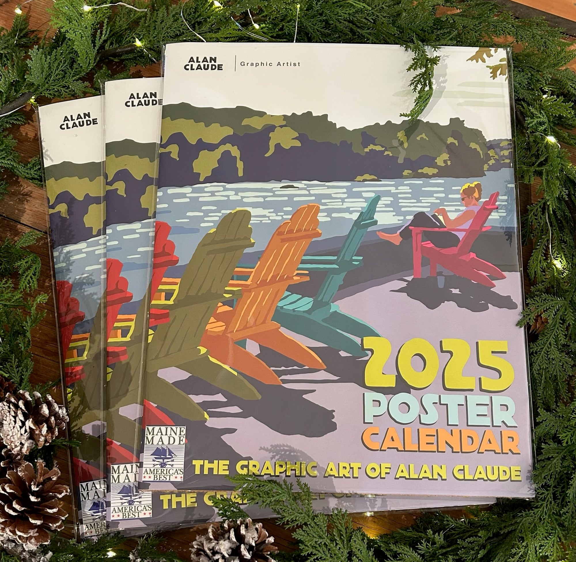 3/$105 2025 Art Poster Calendars 11" x 14" Retro Vintage Art Style by Alan Claude Graphic Artist