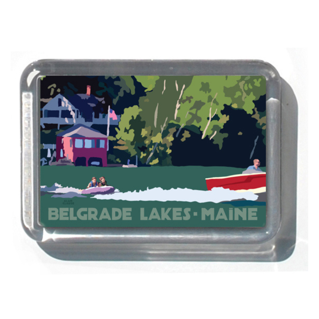 Tubing on Belgrade Lakes 2" x 2 3/4" Acrylic Magnet - Maine