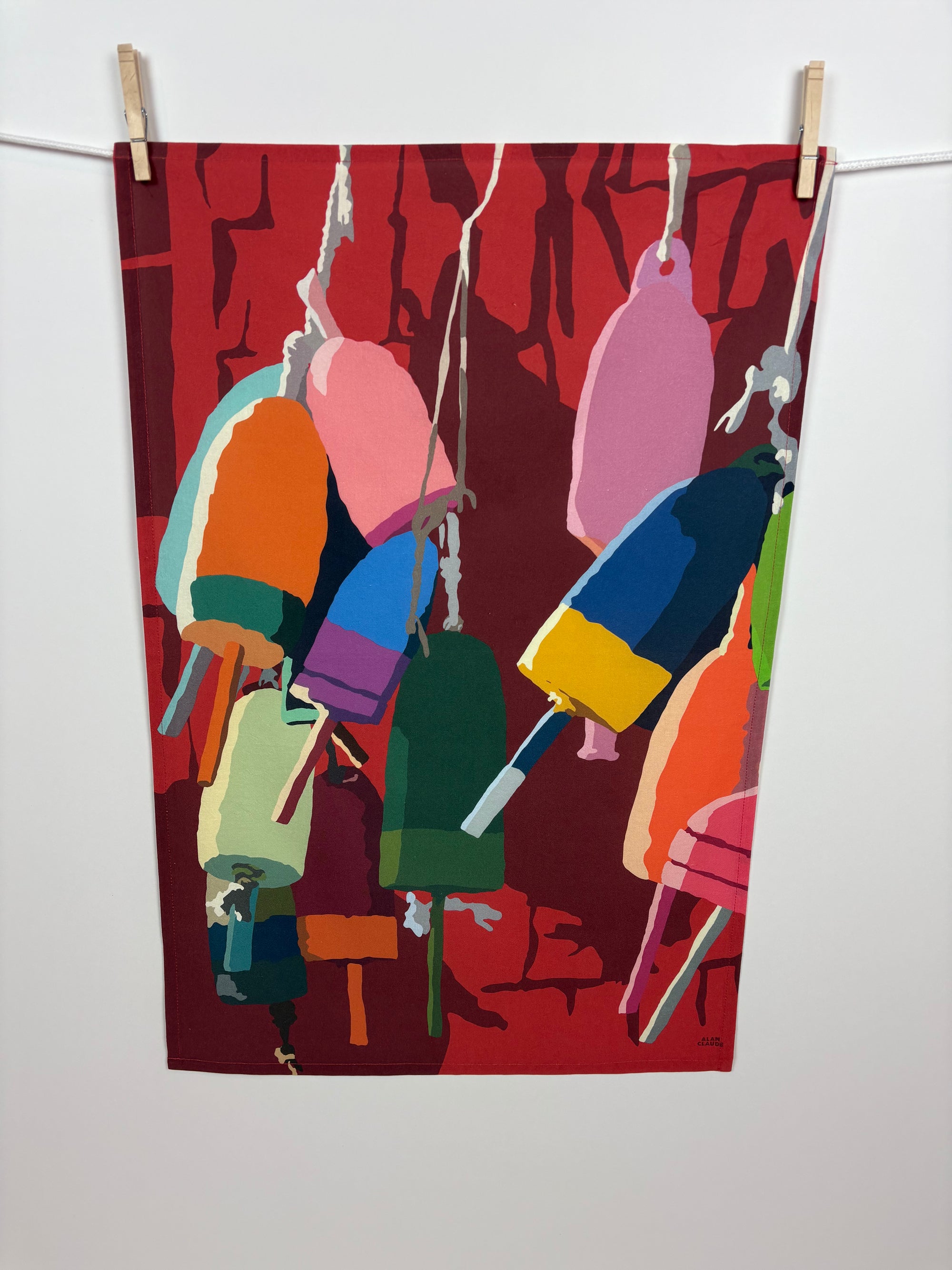 Red Buoys Tea Towel