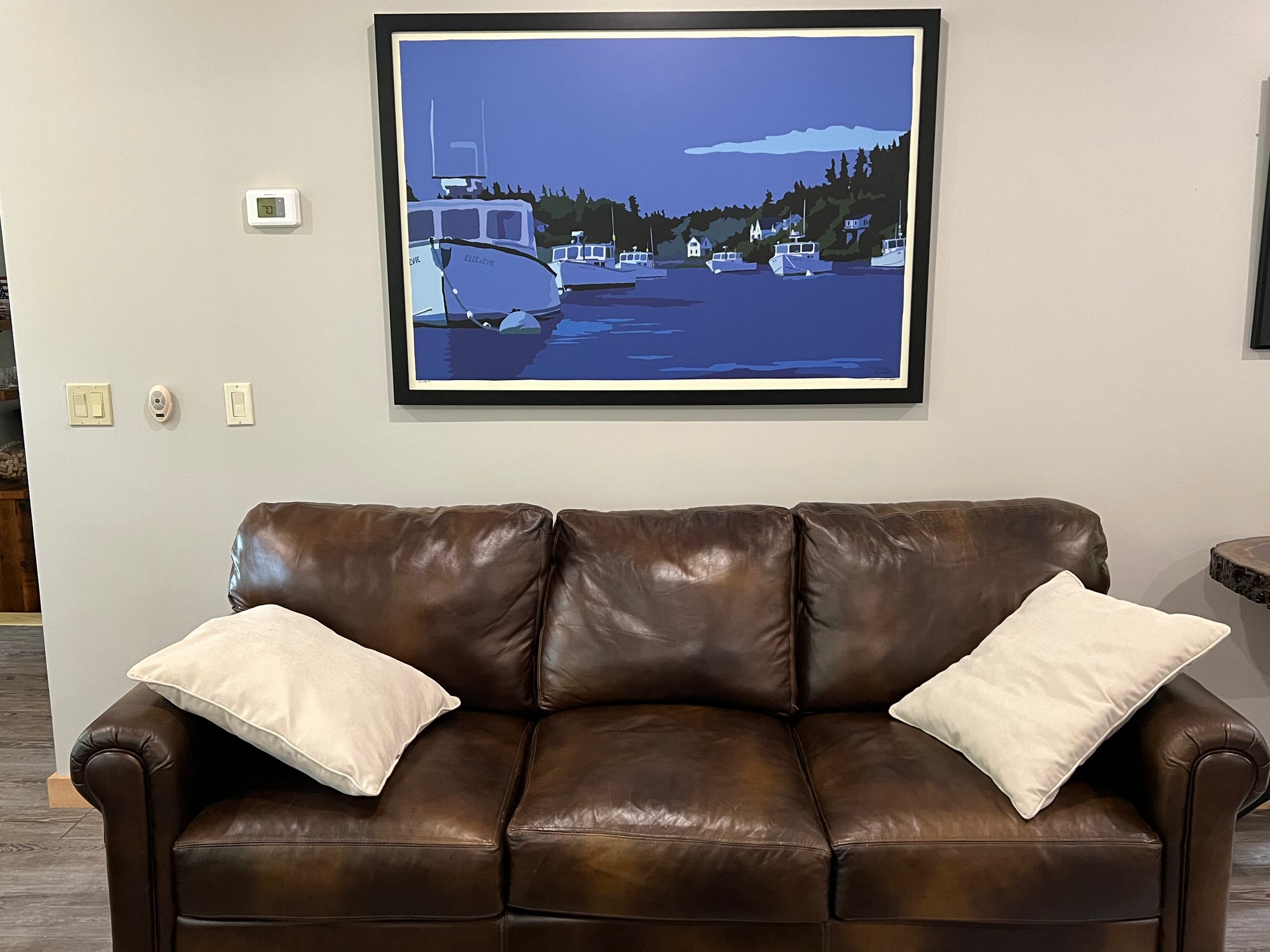 Moonlight Over Port Clyde Art Print 36" x 53" Framed Wall Poster By Alan Claude - Maine