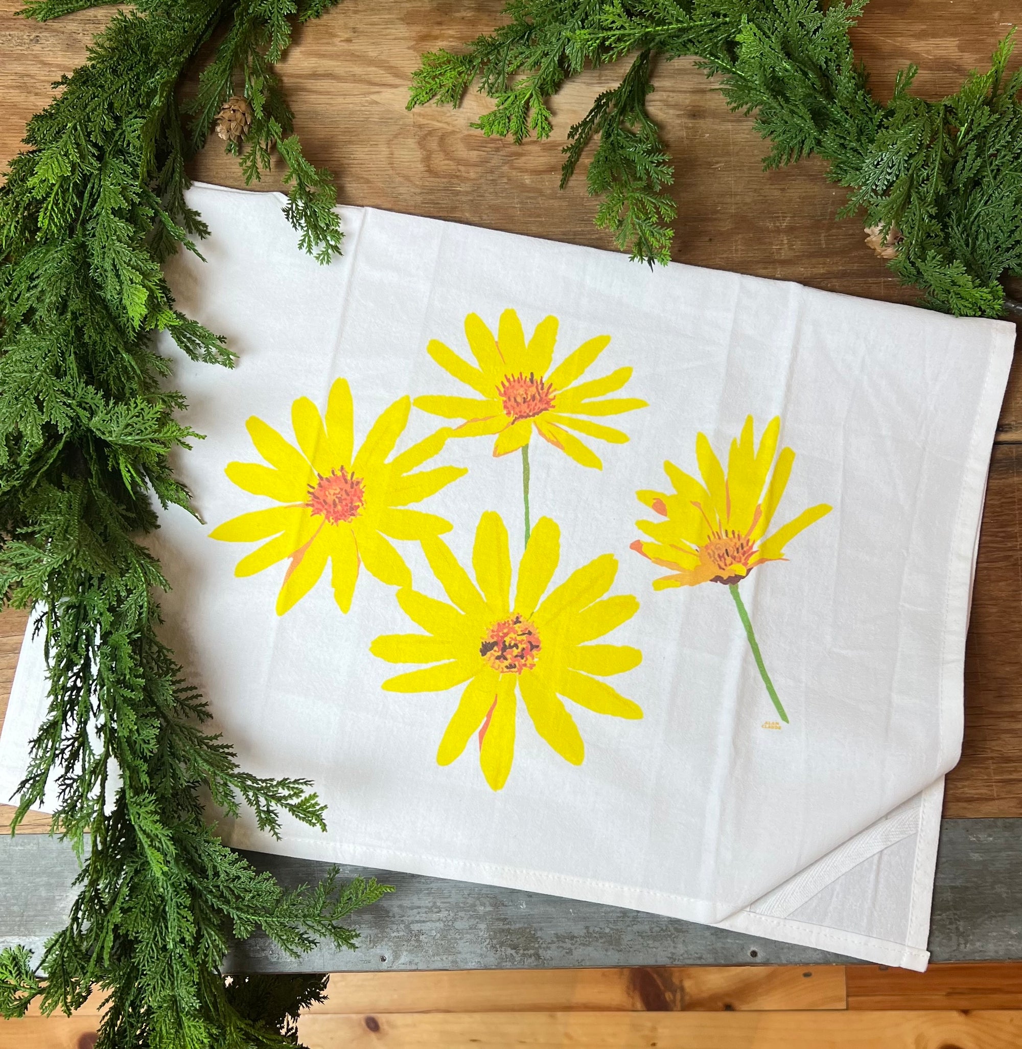 JOY Daisies Flower Tea Towel
