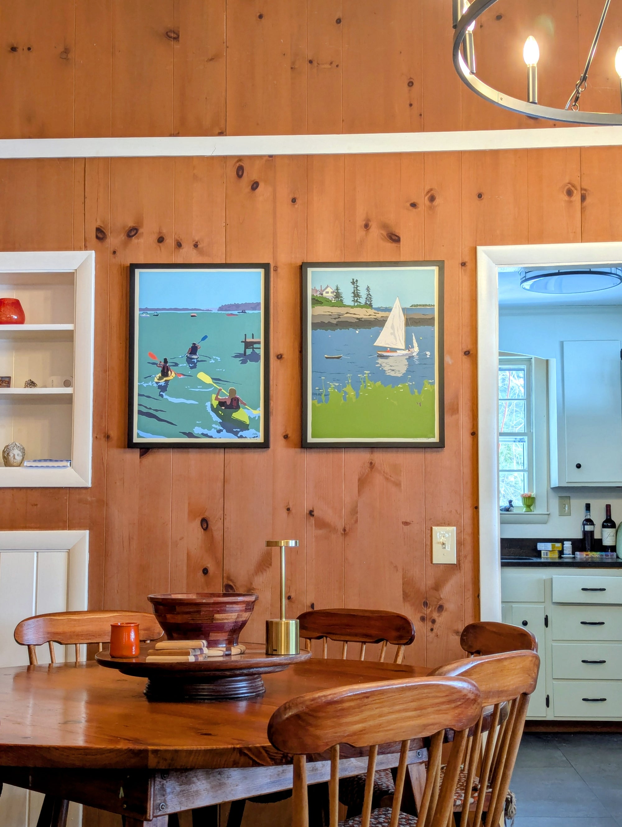 Sailing Long Cove Art Print 18" x 24" Framed Wall Poster By Alan Claude - Maine