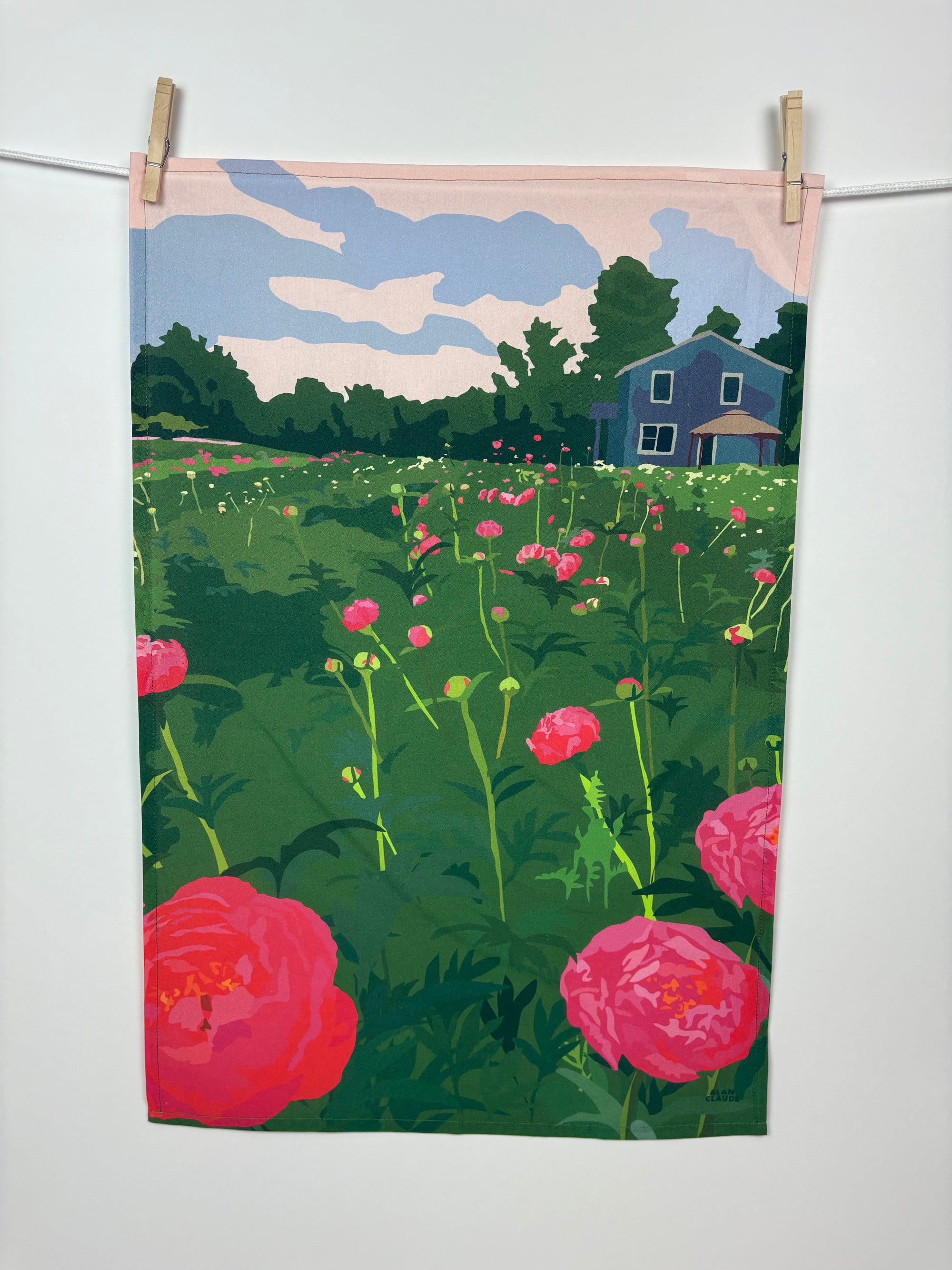 Peonies Tea Towel