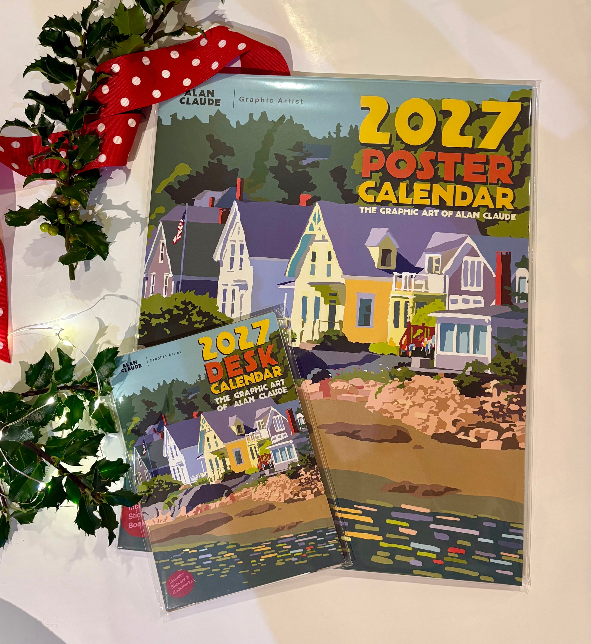 One Poster & One Desk Calendar Retro Vintage Art Style by Alan Claude Graphic Artist