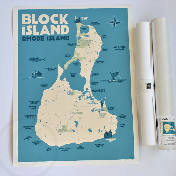 Block Island Map Art Print 18