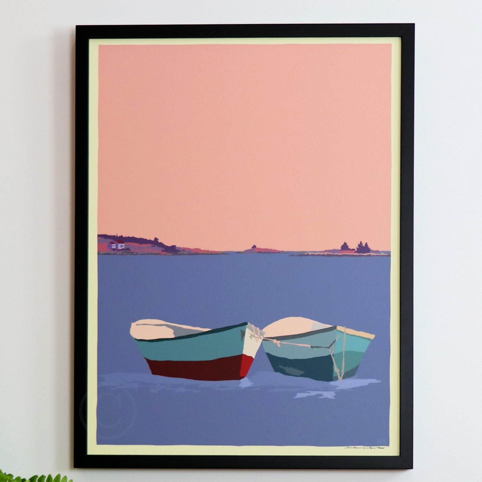 Love Boats in Maine Art Print 18" x 24" Framed Wall Poster By Alan Claude - Maine