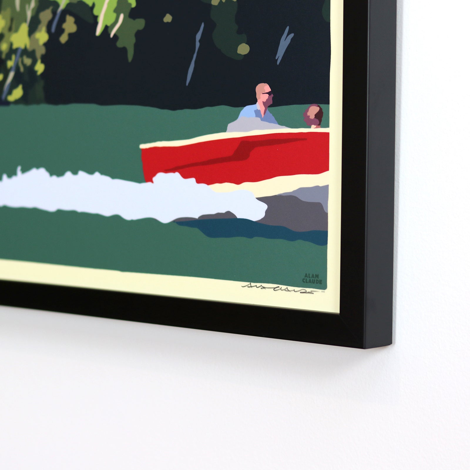 Tubing on a Lake Art Print 18" x 24" Horizontal Framed Wall Poster - Maine