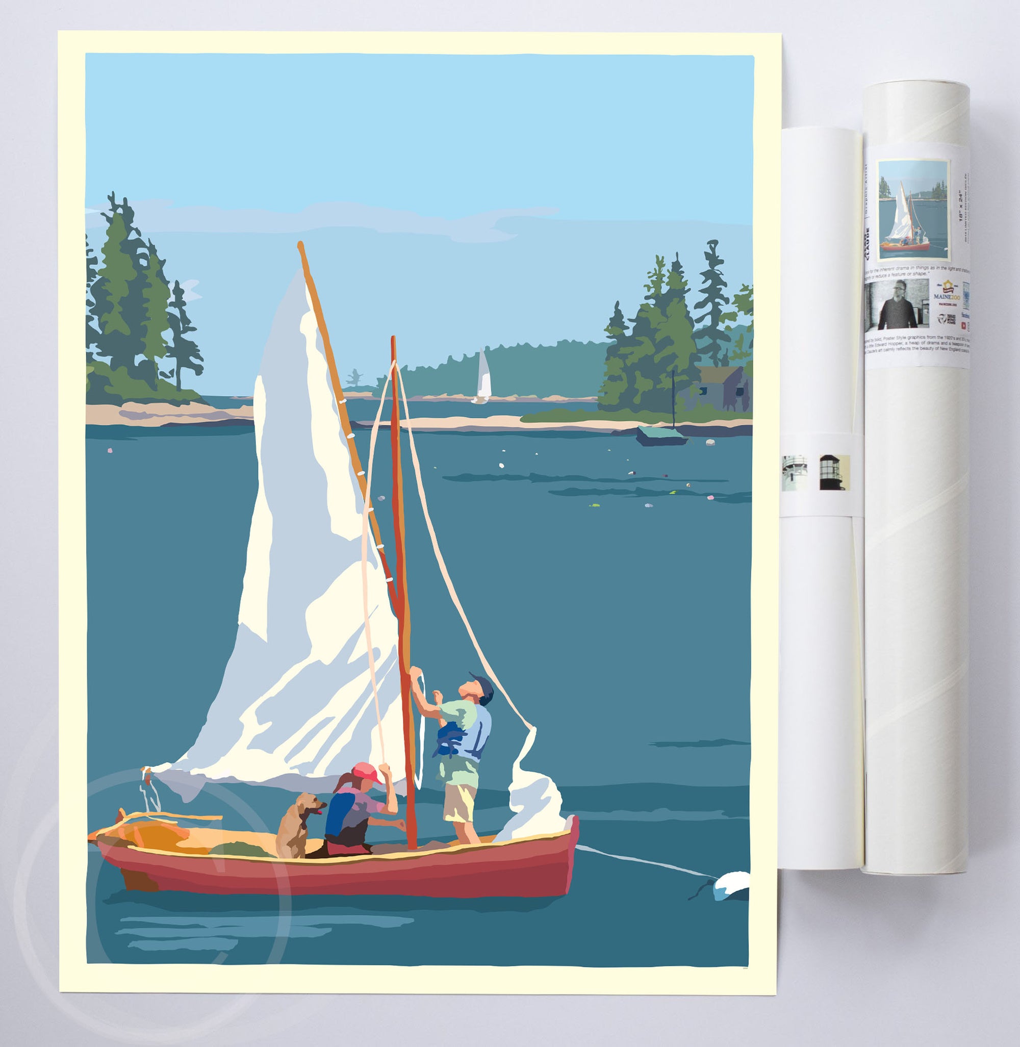 Hoist The Sail Art Print 18" x 24" Wall Poster By Alan Claude - Maine
