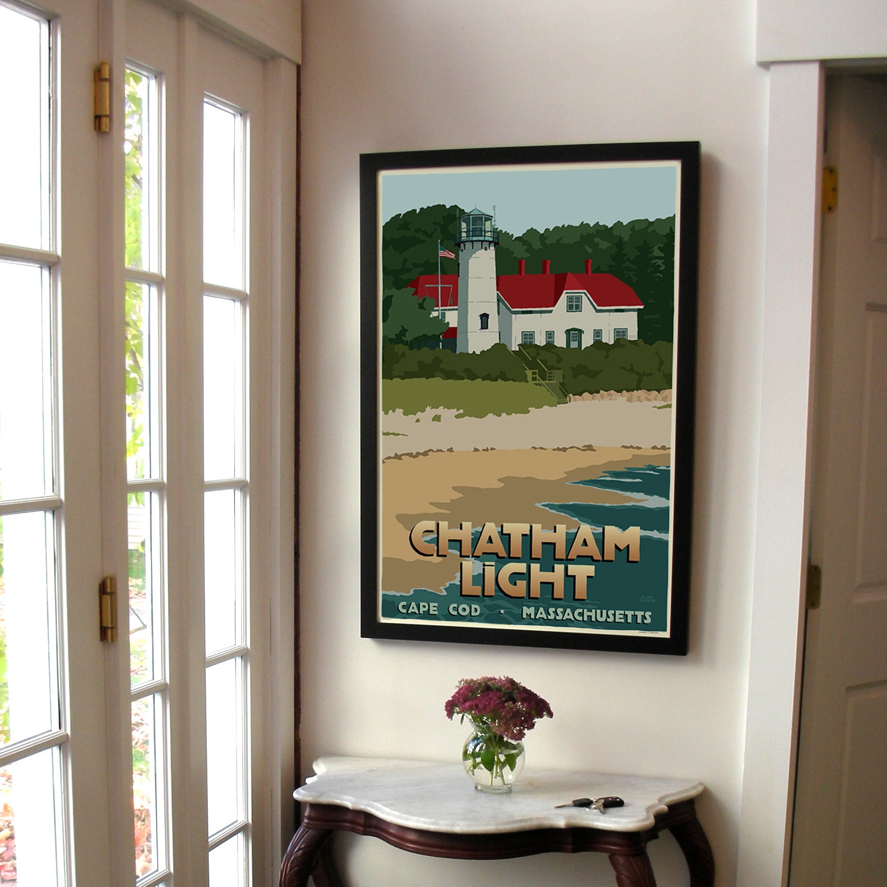 Chatham Light Art Print 24" x 36" Framed Travel Poster By Alan Claude  - Massachusetts