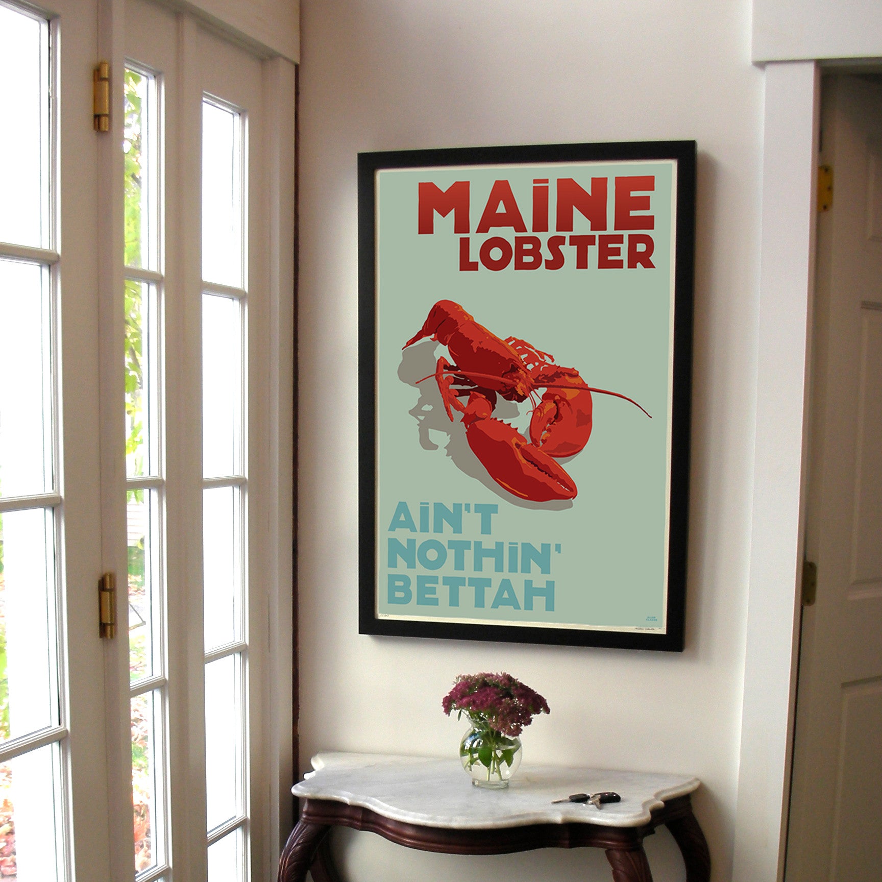 Maine Lobster Art Print 24" x 36" Framed Travel Poster By Alan Claude  - Maine