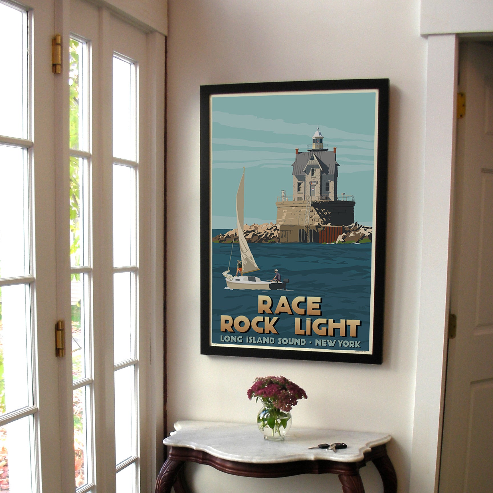 Race Rock Light Art Print 24" x 36" Framed Travel Poster By Alan Claude  - New York