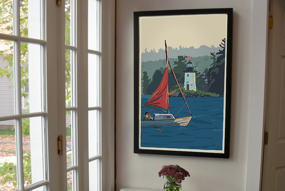 Sailing Ladies Delight Art Print 24" x 36" Framed Wall Poster By Alan Claude - Maine