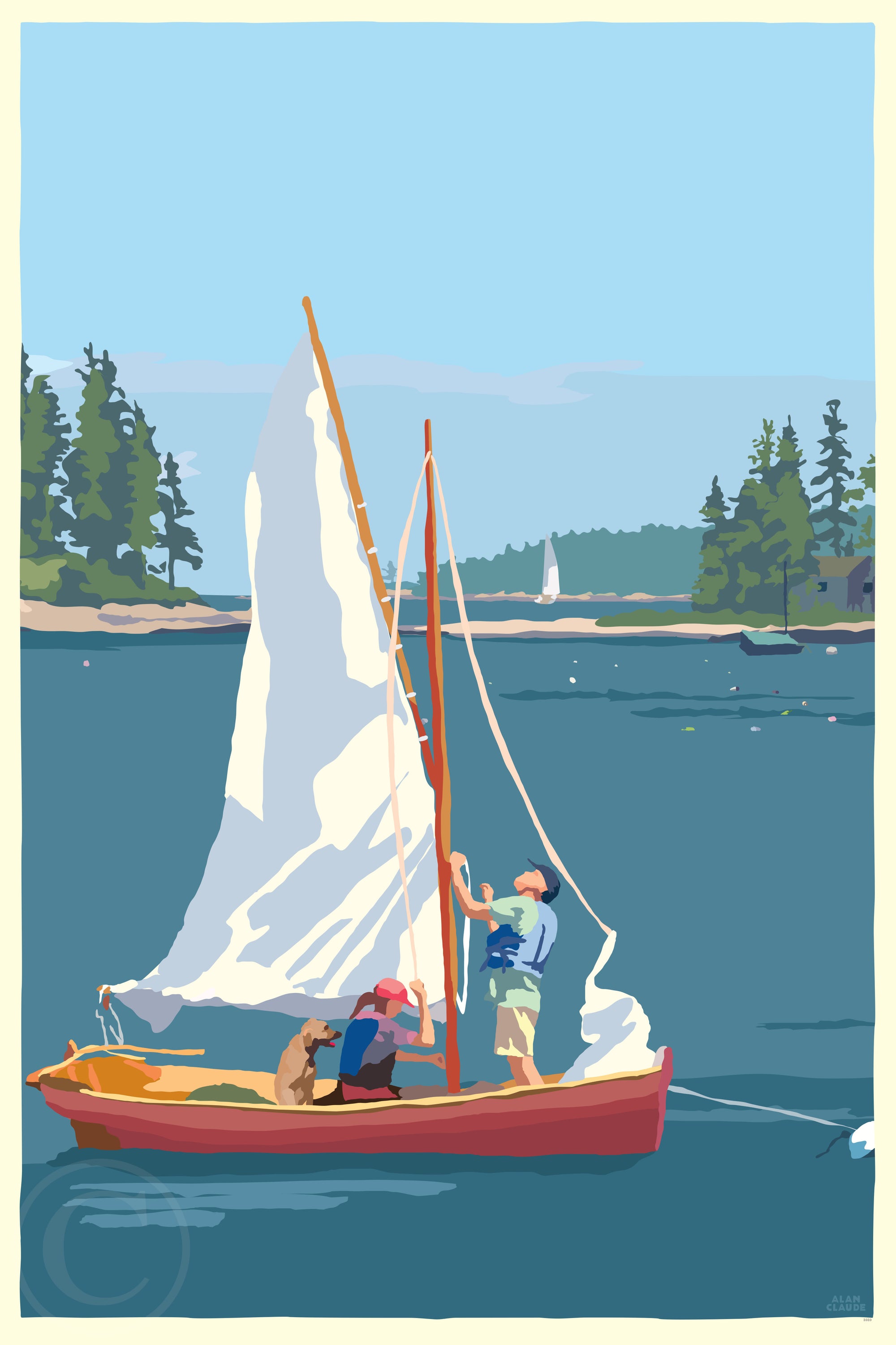 Hoist The Sail Art Print 24" x 36" Wall Poster By Alan Claude - Maine
