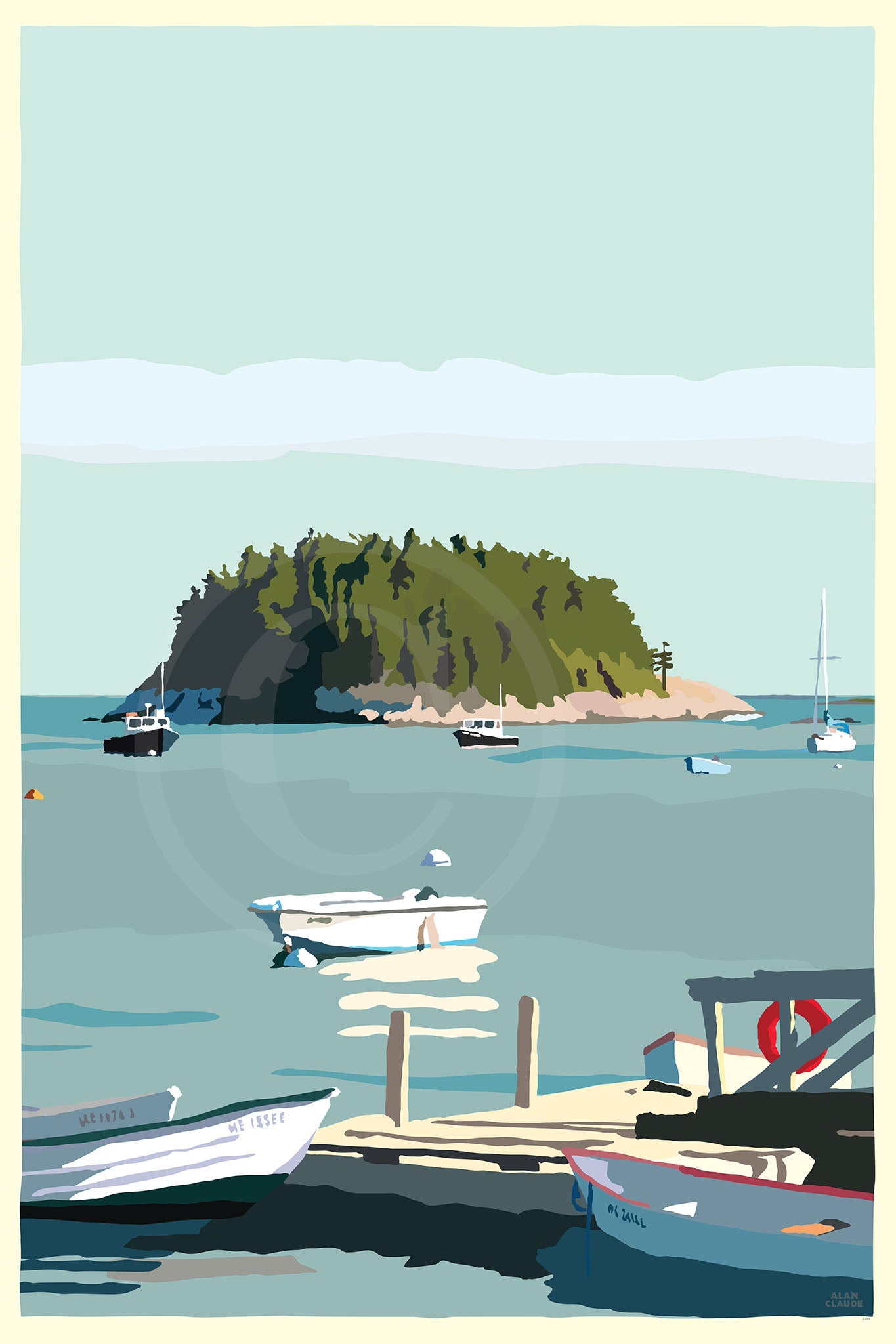 I Am An Island Art Print 24" x 36" Travel Poster By Alan Claude - Maine